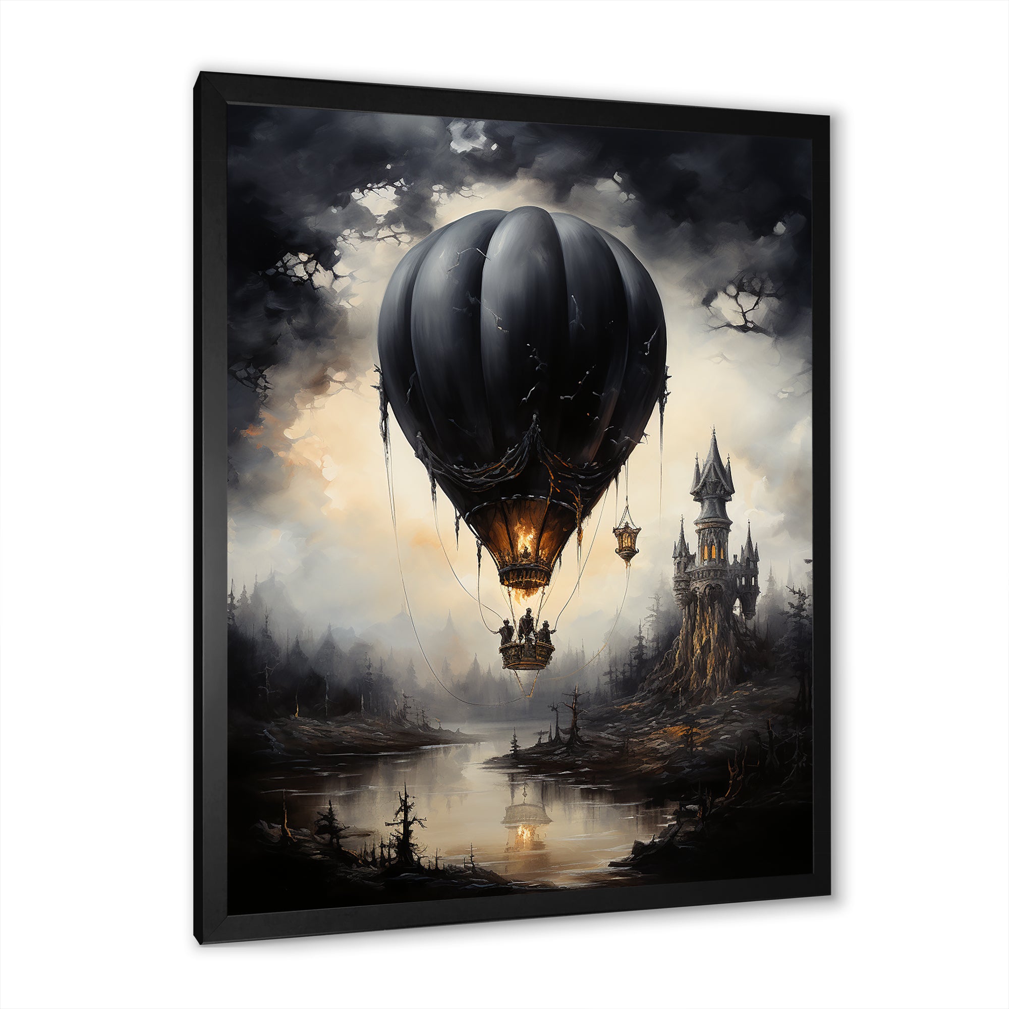 Dark Balloon Mystery Journey - Hot Air Balloon Canvas Wall Art