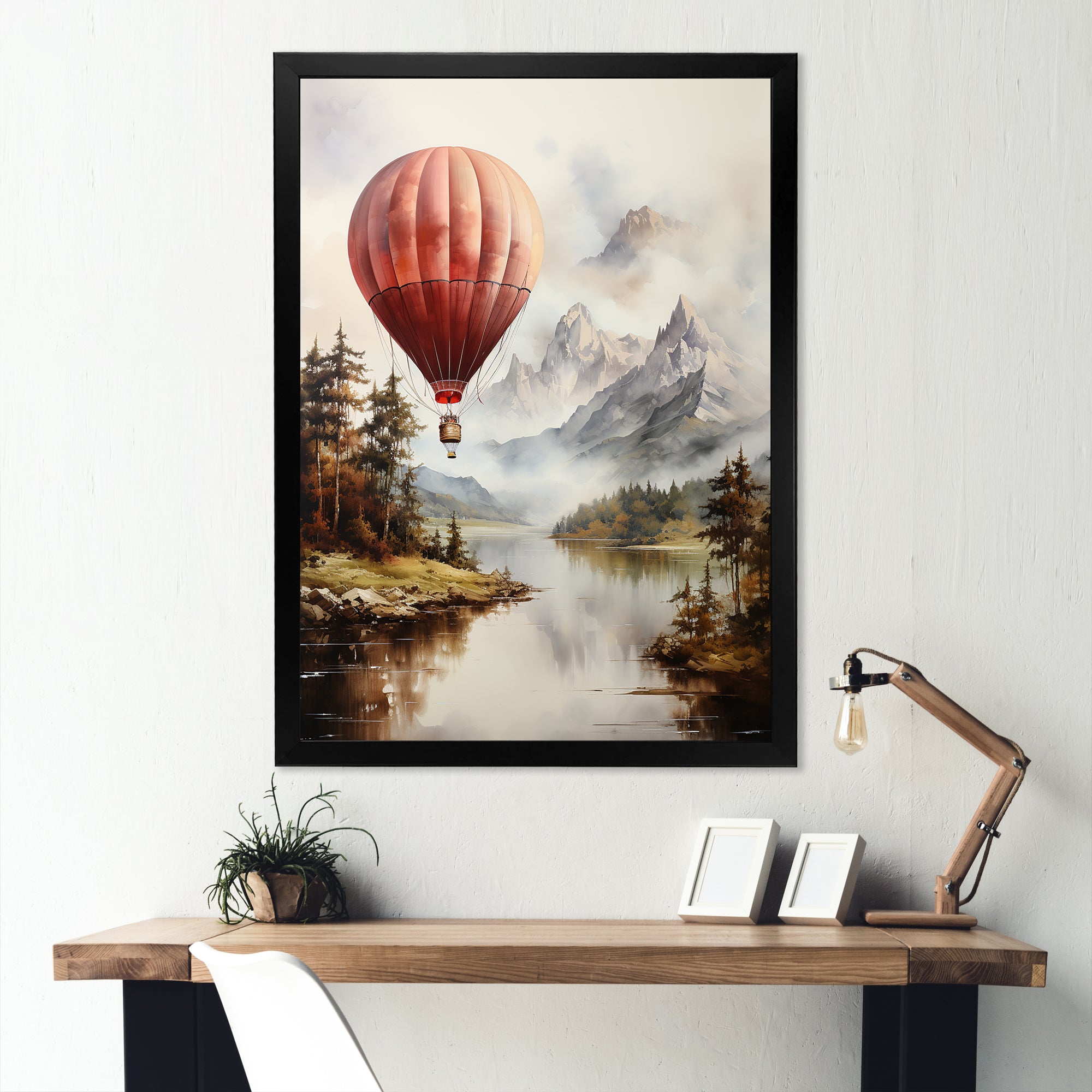 Mountain View Hot Air Balloon Flight - Hot Air Balloon Canvas Wall Art