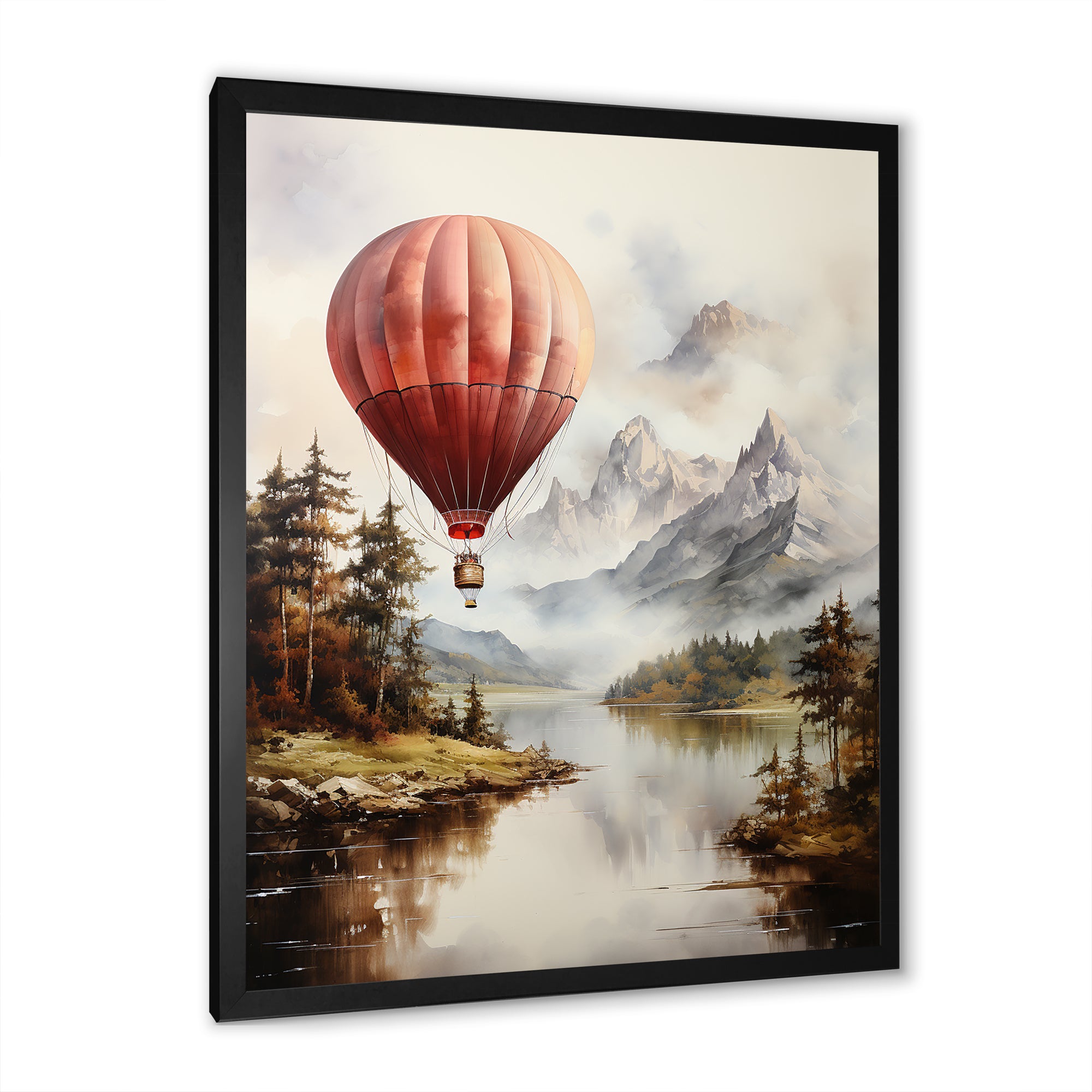 Mountain View Hot Air Balloon Flight - Hot Air Balloon Canvas Wall Art