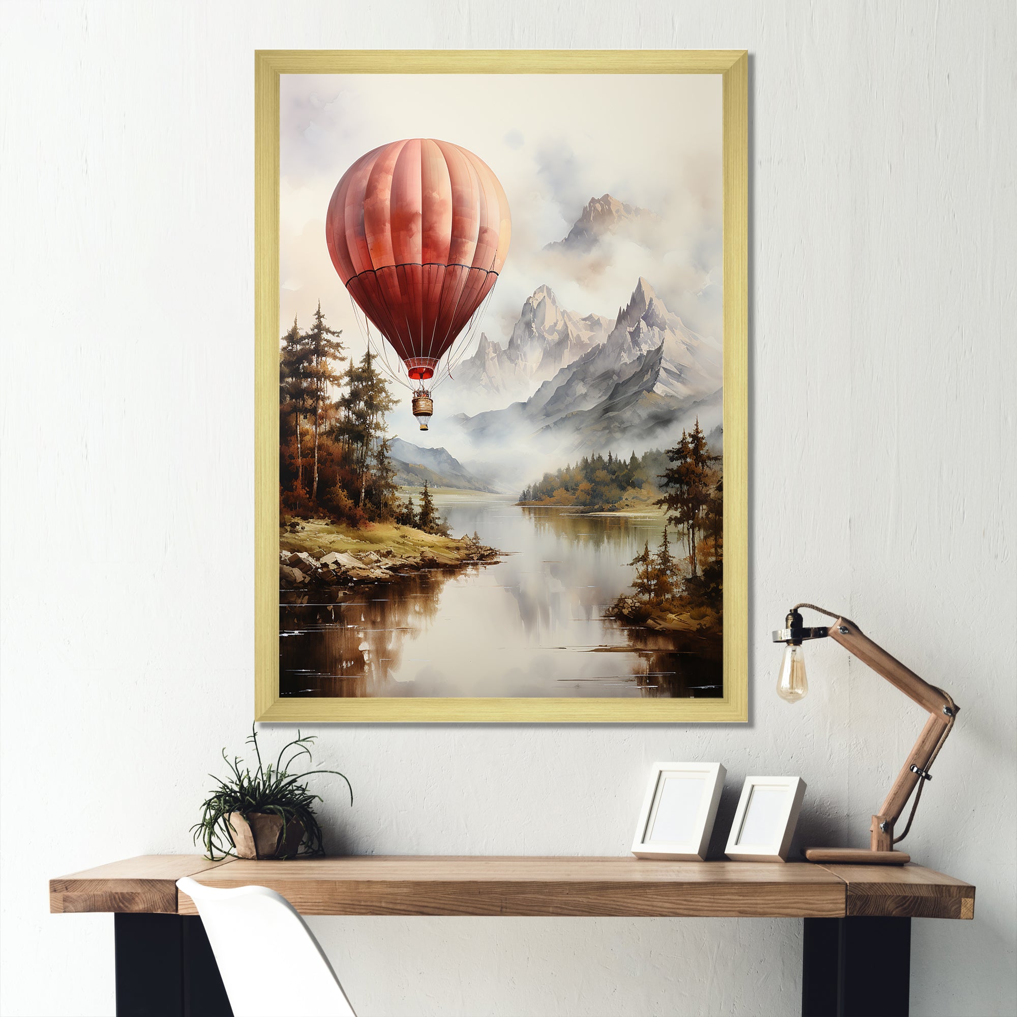 Mountain View Hot Air Balloon Flight - Hot Air Balloon Canvas Wall Art