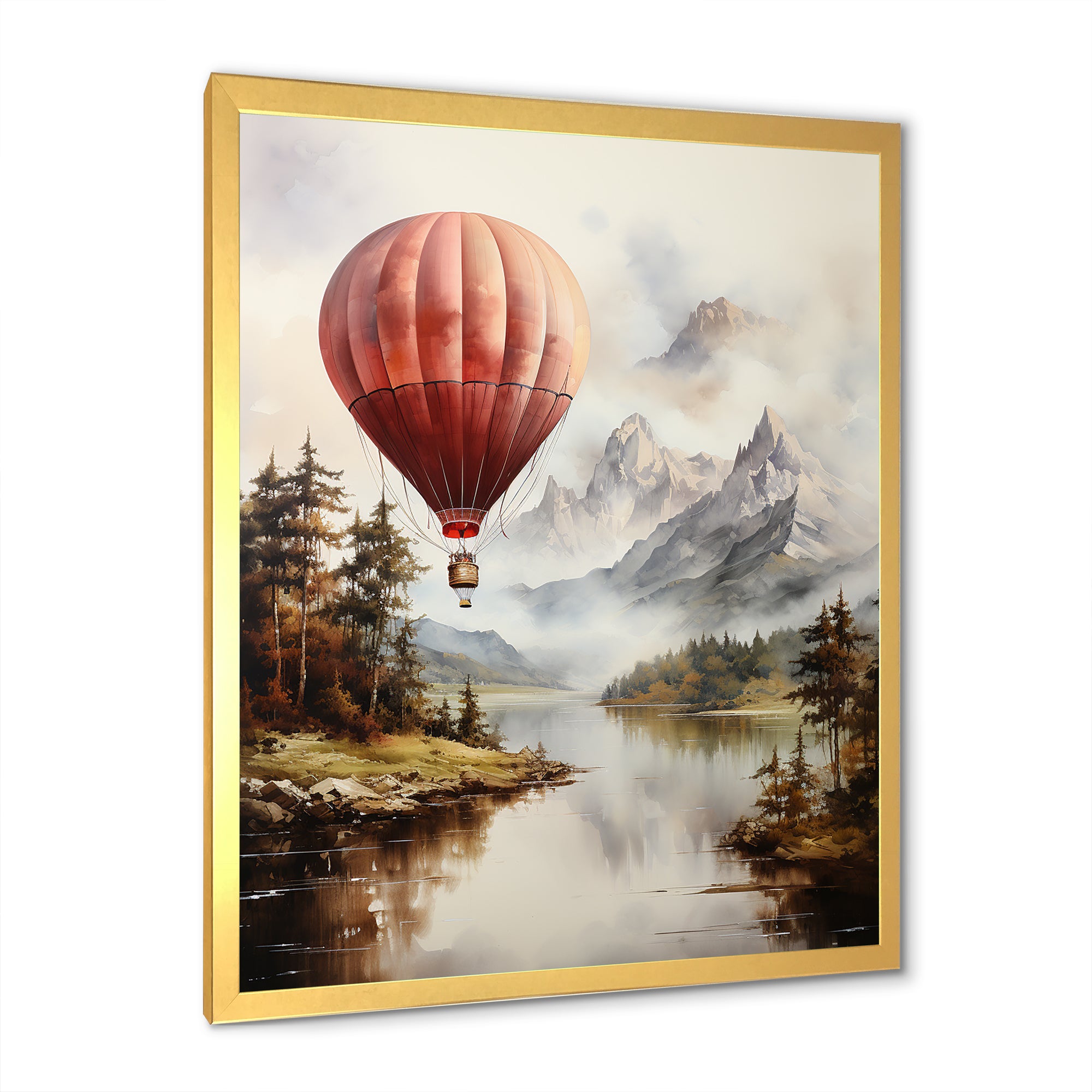 Mountain View Hot Air Balloon Flight - Hot Air Balloon Canvas Wall Art