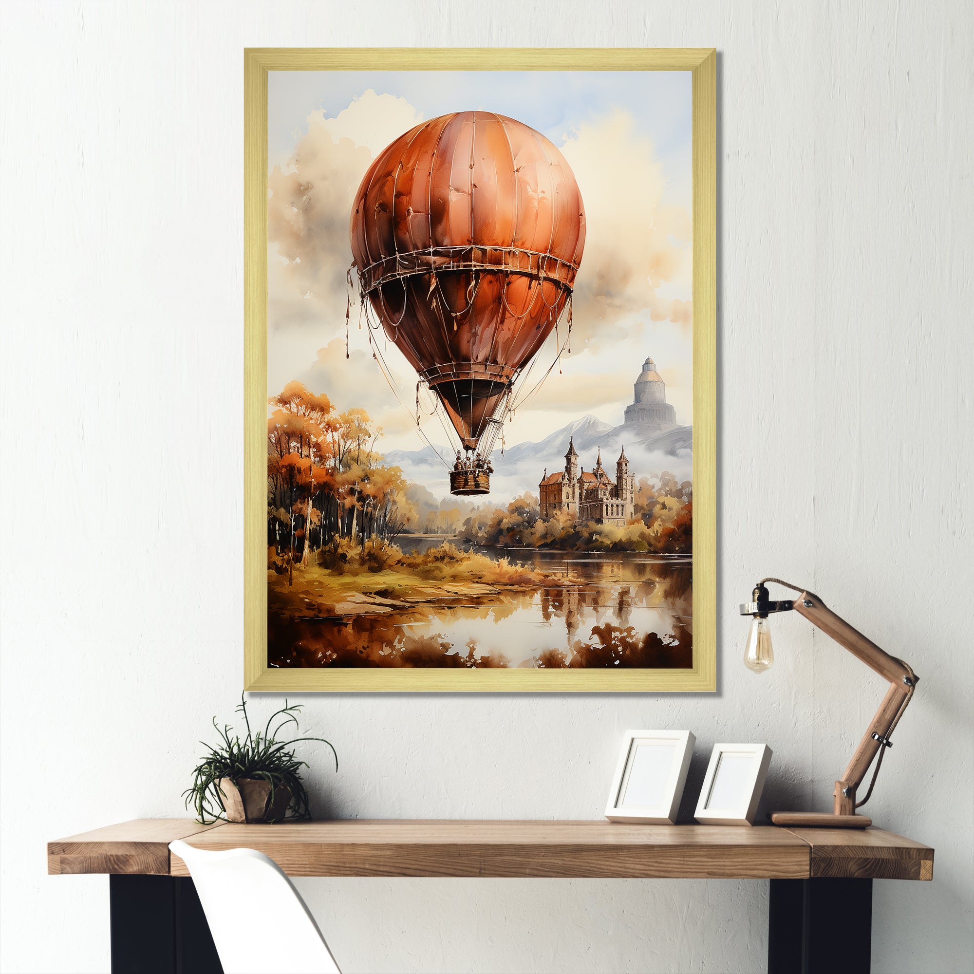 Castle Hot Air Balloon Flight - Hot Air Balloon Canvas Wall Art