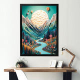 Hot Air Balloon Mountain Journey - Hot Air Balloon Canvas Wall Art