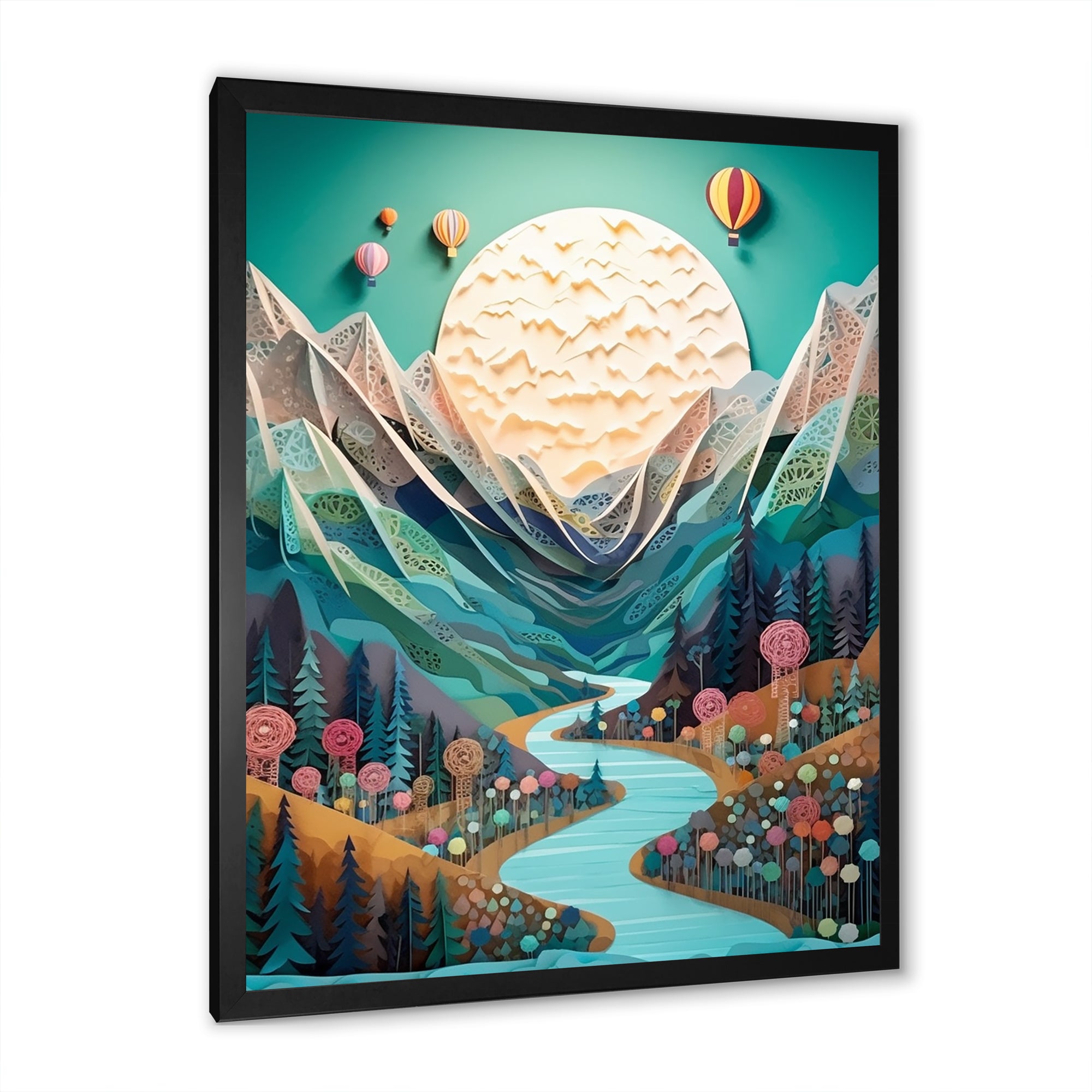 Hot Air Balloon Mountain Journey - Hot Air Balloon Canvas Wall Art