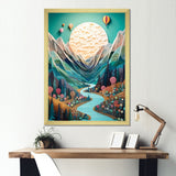 Hot Air Balloon Mountain Journey - Hot Air Balloon Canvas Wall Art