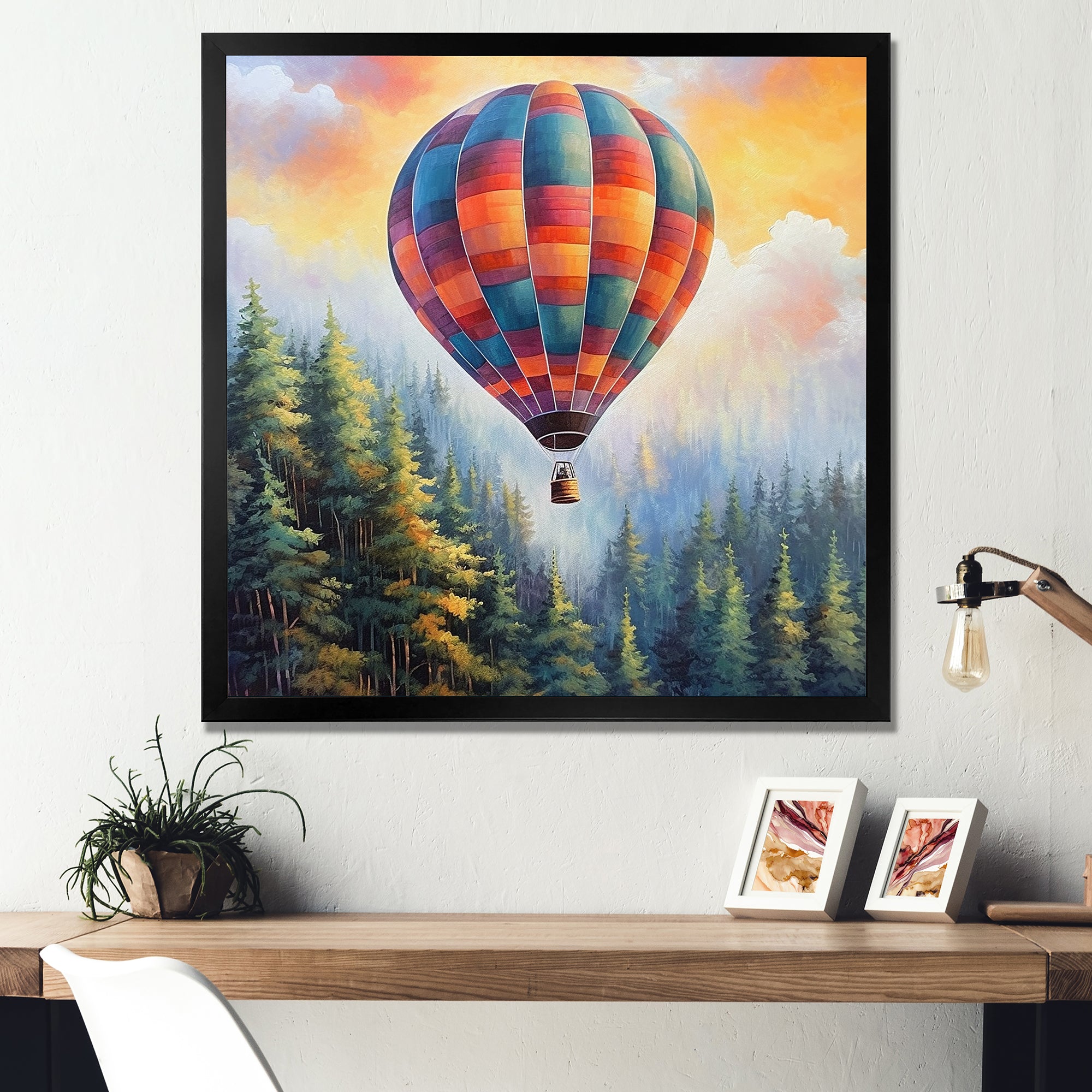 Forest View Hot Air Balloon Adventure - Hot Air Balloon Canvas Wall Art