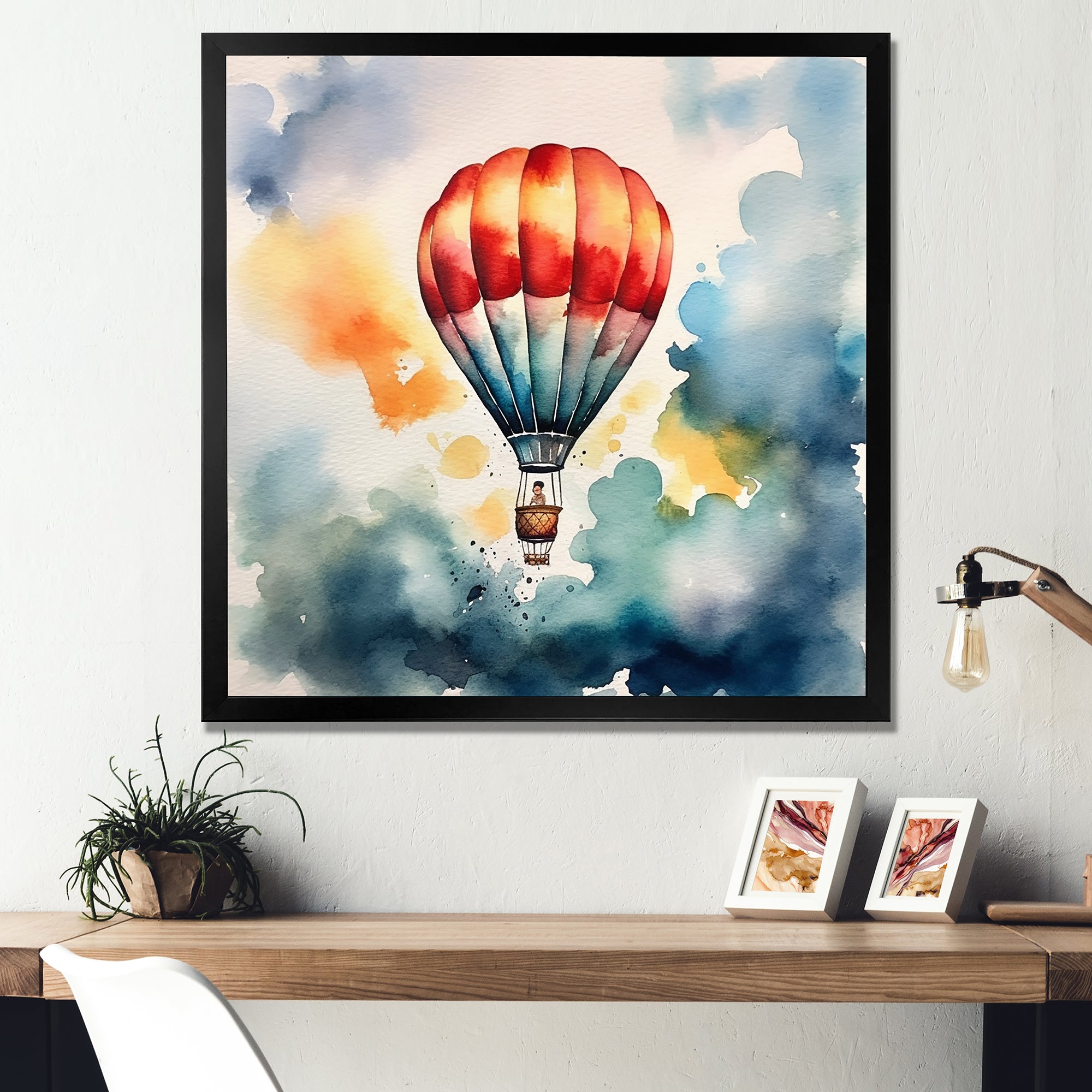 Hot Air Ballon Colorful Ascent - Hot Air Balloon Canvas Wall Art