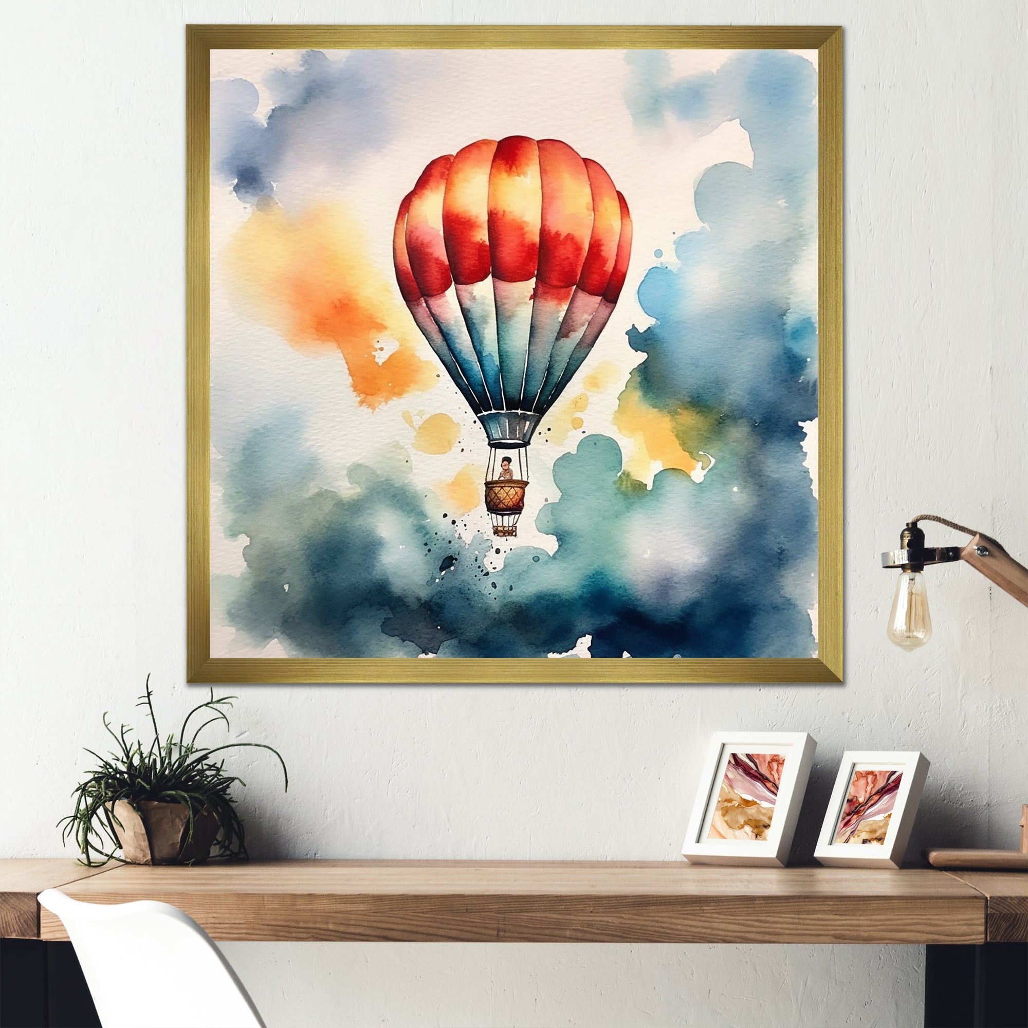Hot Air Ballon Colorful Ascent - Hot Air Balloon Canvas Wall Art