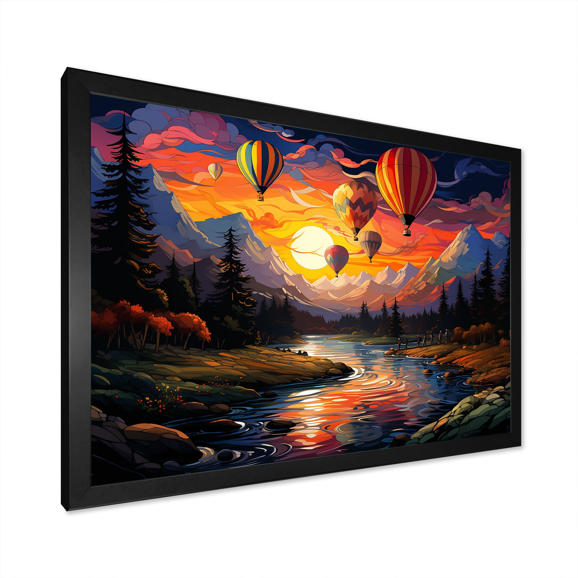 Colorful Sunset Horizon I - Hot Air Balloon Canvas Wall Art