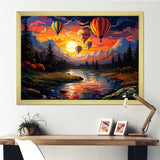 Colorful Sunset Horizon I - Hot Air Balloon Canvas Wall Art