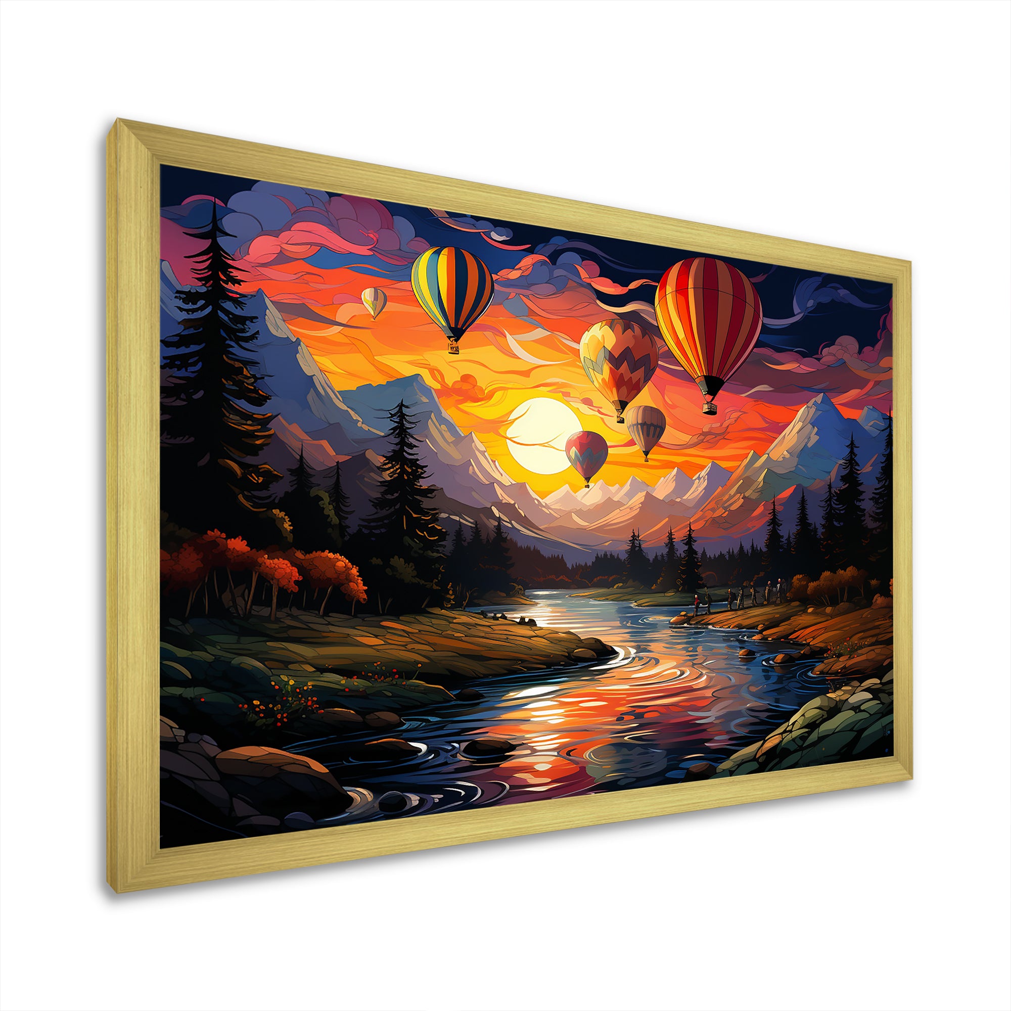 Colorful Sunset Horizon I - Hot Air Balloon Canvas Wall Art