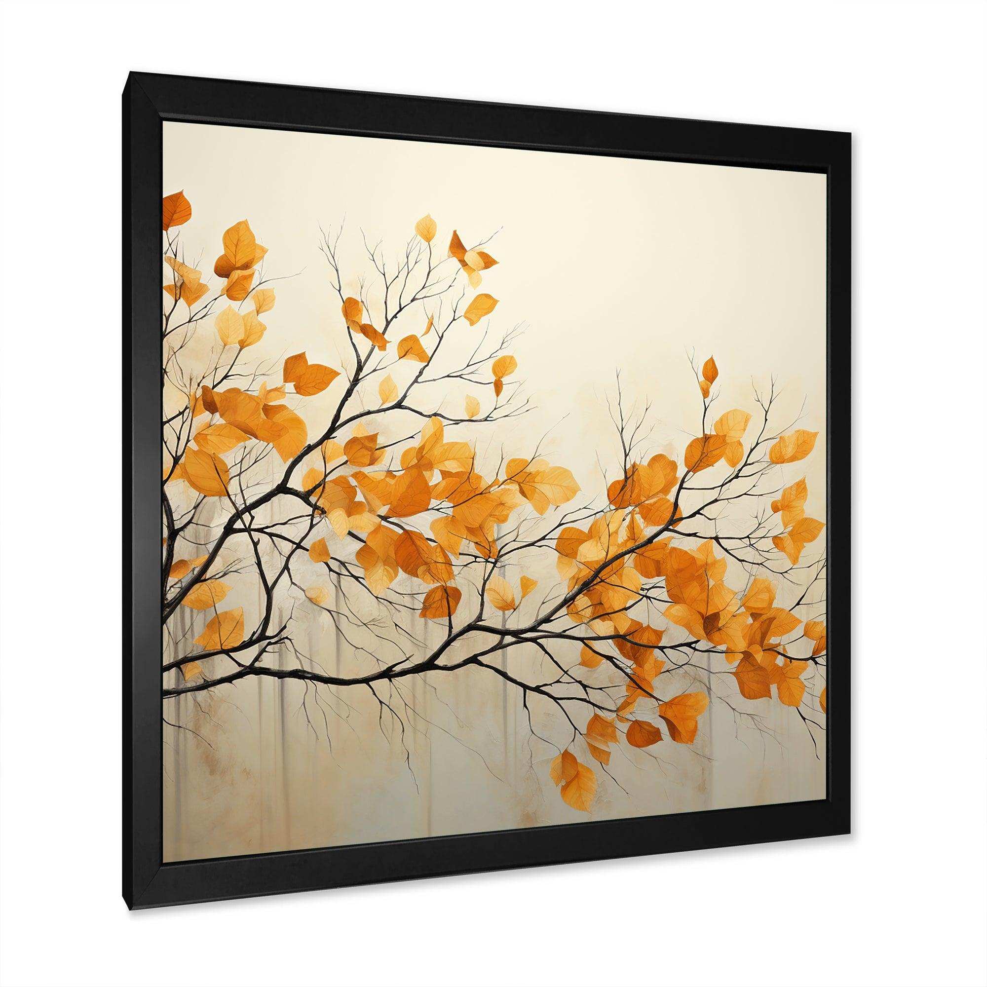 Amber Autumn Leaves - Floral Canvas Wall Art