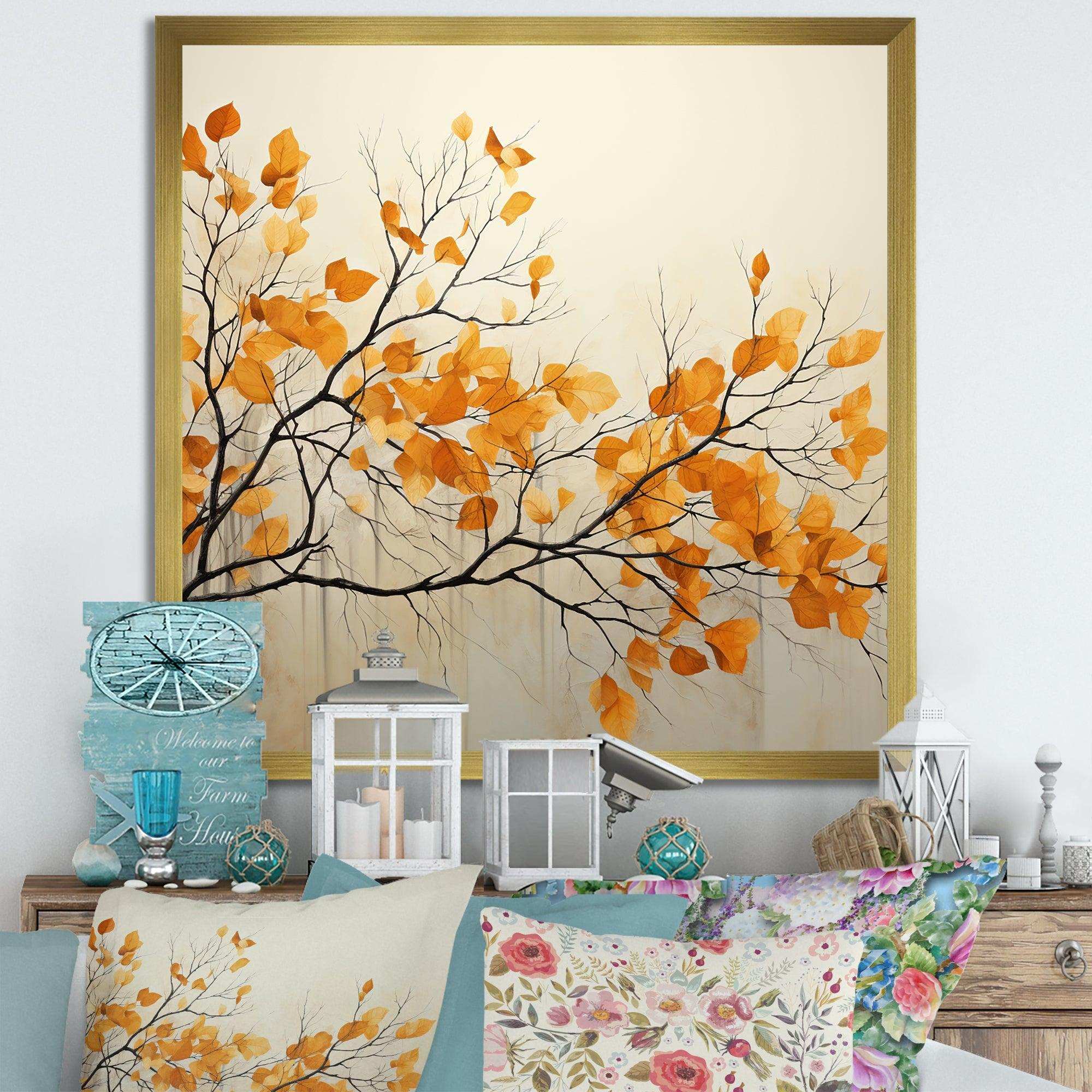 Amber Autumn Leaves - Floral Canvas Wall Art