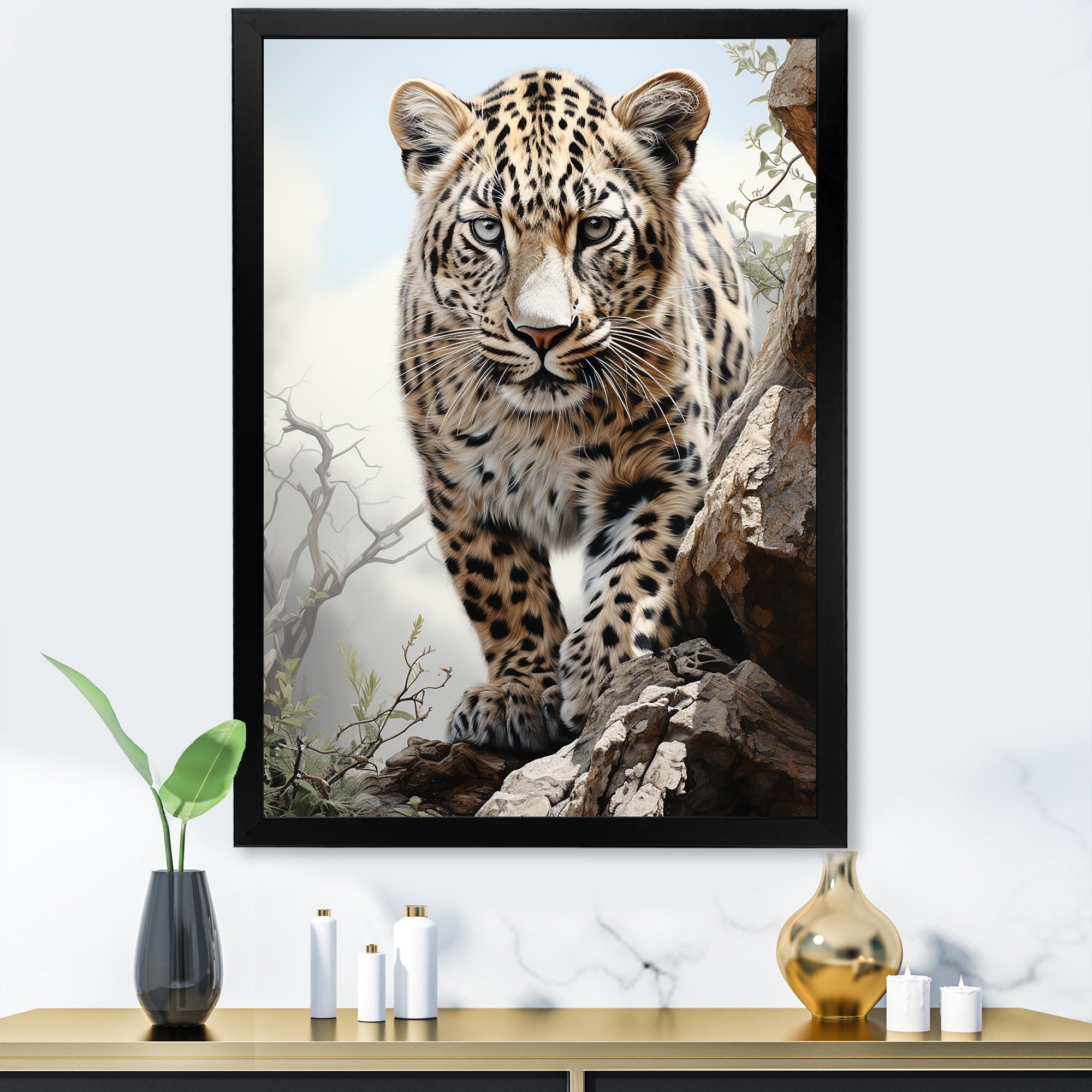 Majesty Leopard Gaze Of The Wild - Beige Leopard Wall Art