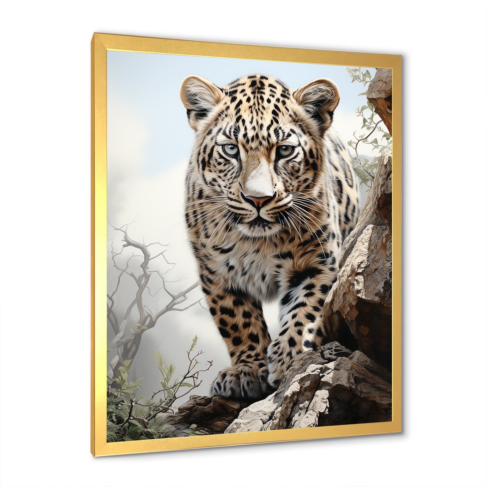 Majesty Leopard Gaze Of The Wild - Beige Leopard Wall Art
