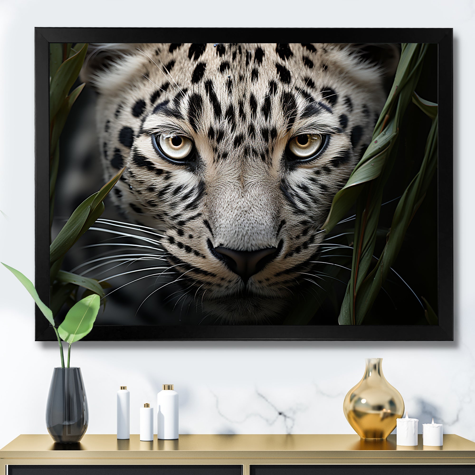 Jungle Leopard Stalk - Leopard Framed Canvas Art