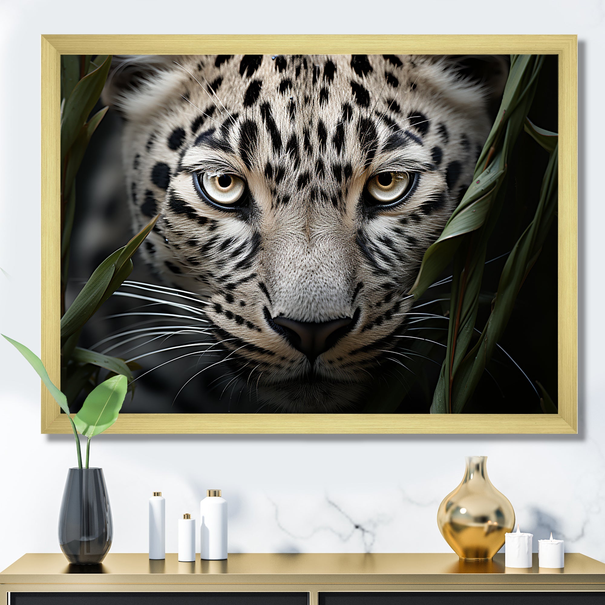 Jungle Leopard Stalk - Leopard Framed Canvas Art
