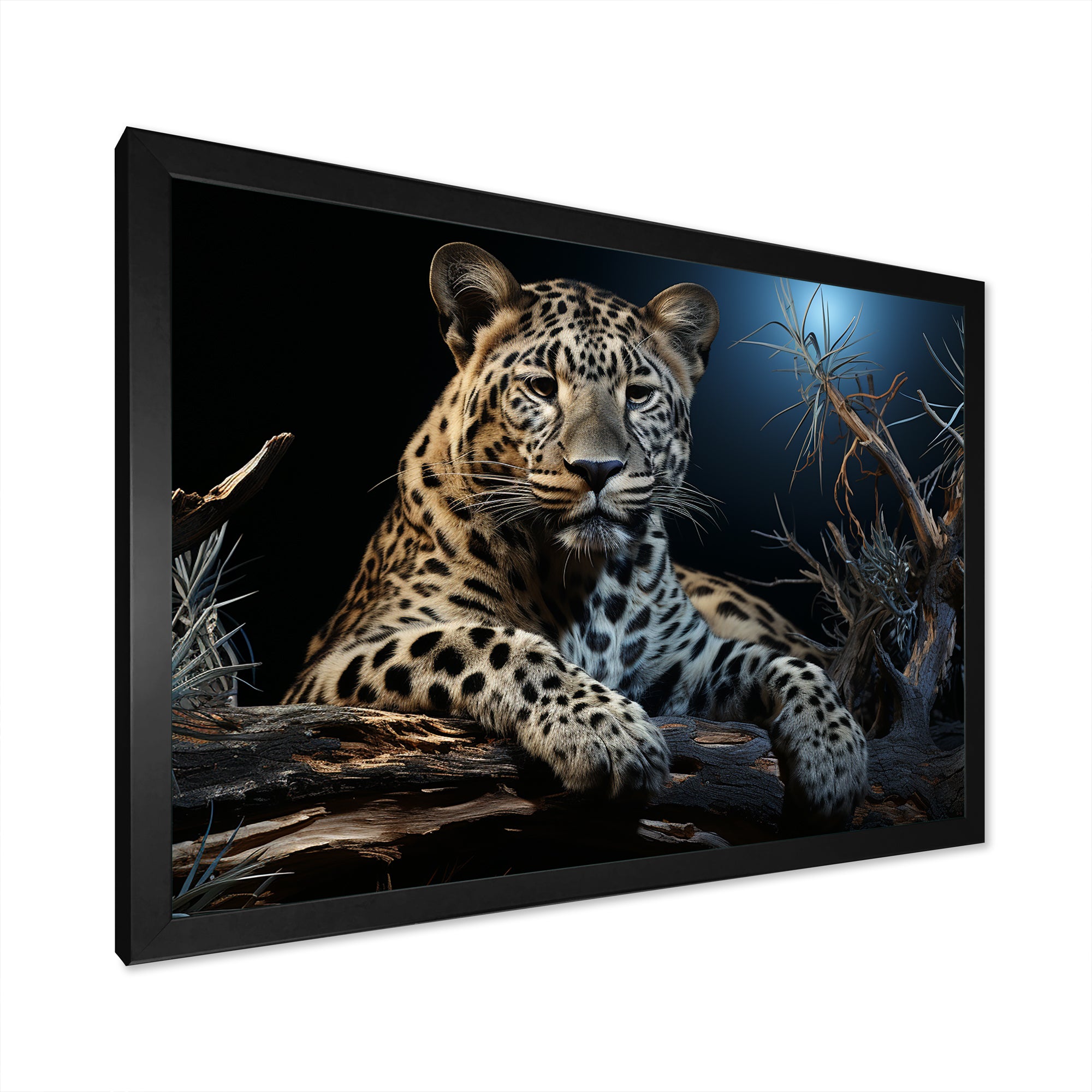 Moonlit Leopard Camouflage - Leopard Large Canvas Wall Art