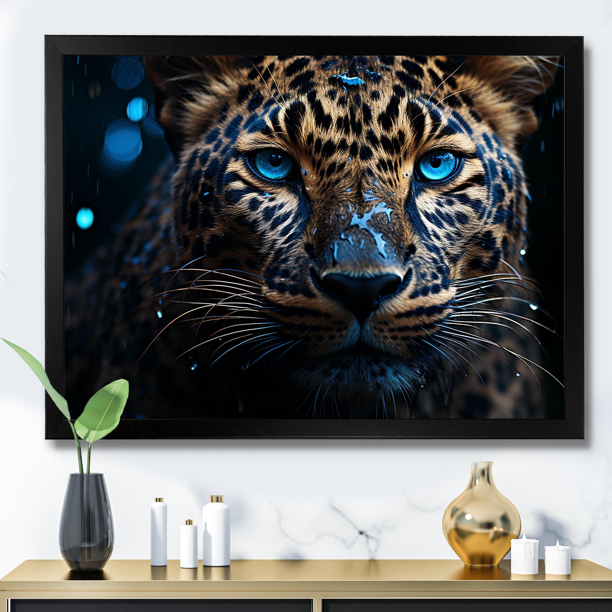 Leopard Nocturnal Sovereign Nighttime Blues - Leopard Wall Decor