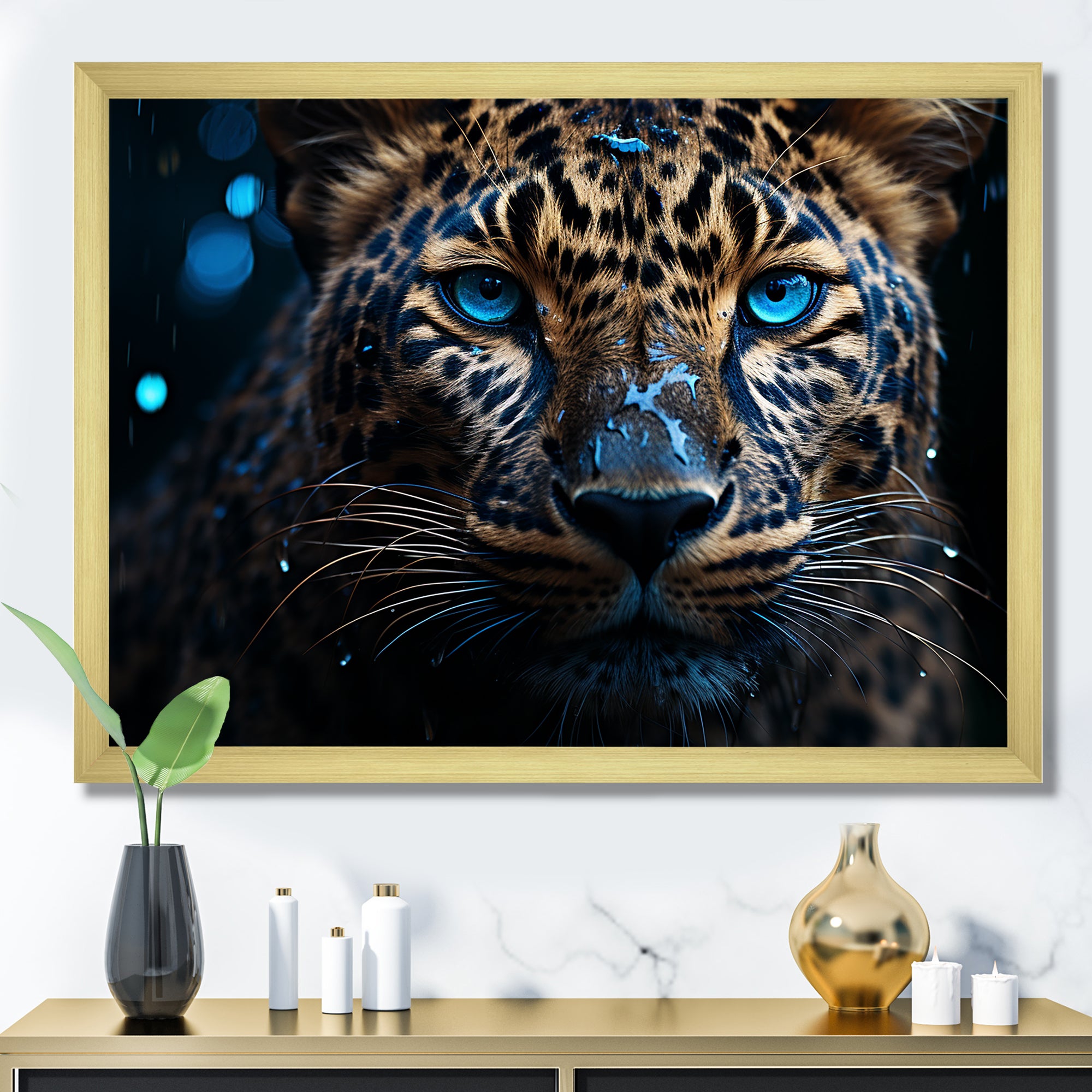 Leopard Nocturnal Sovereign Nighttime Blues - Leopard Wall Decor