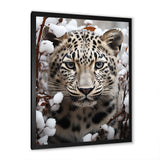 Subdued Majesty Leopard Snow Charm - Leopard Living Room Wall Art
