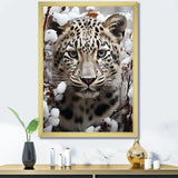 Subdued Majesty Leopard Snow Charm - Leopard Living Room Wall Art