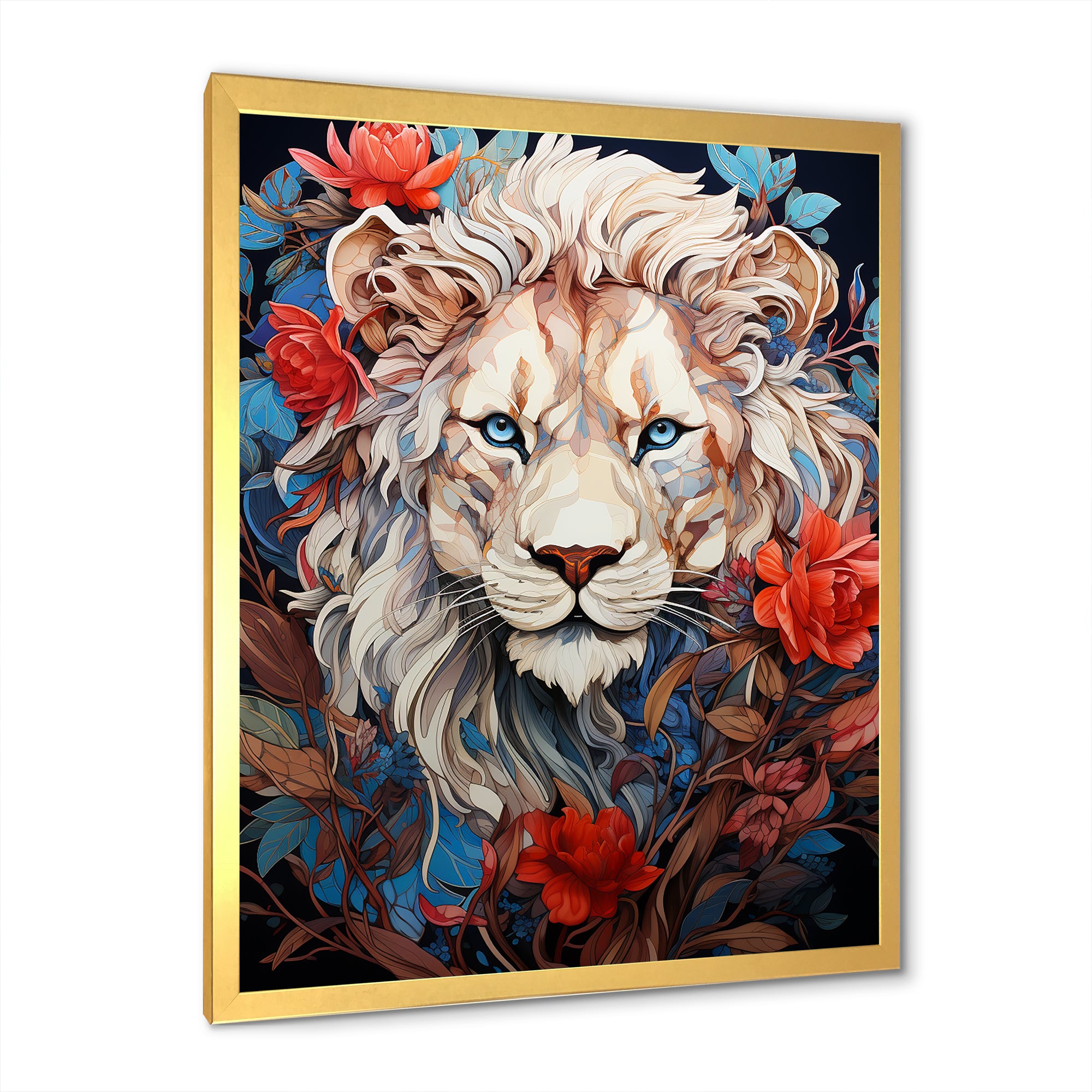 Enigmatic Lion Monarch Symbolic Realism - Lion Canvas Wall Art