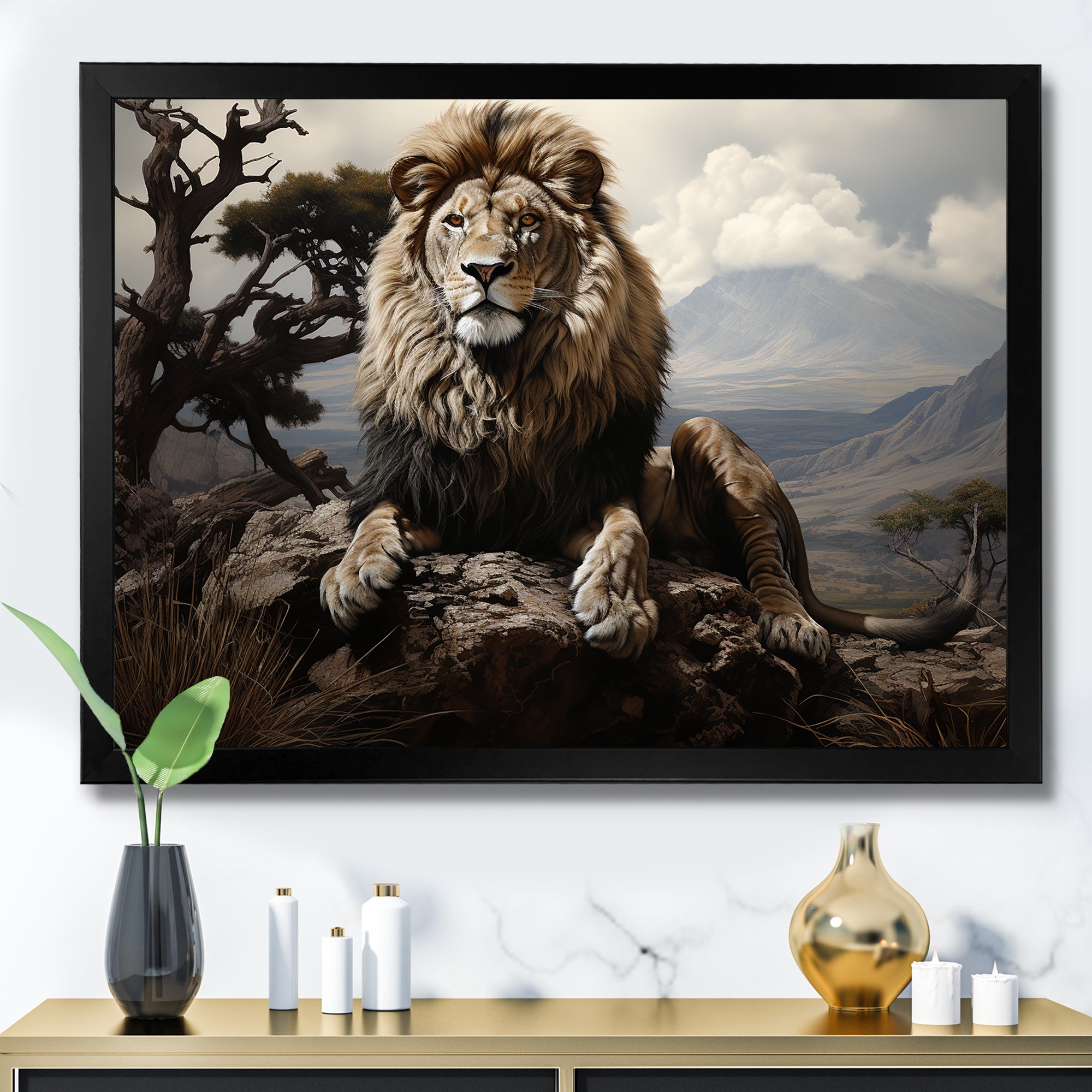 Golden Lions Vigilance Grace - Lion Canvas Wall Art