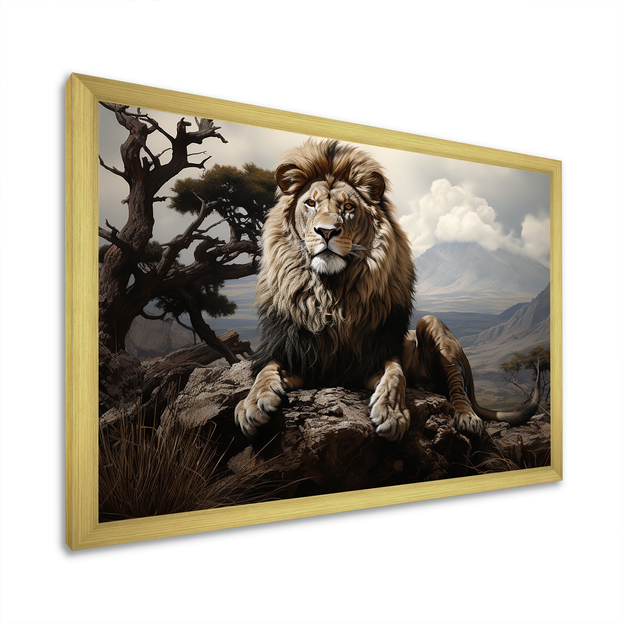 Golden Lions Vigilance Grace - Lion Canvas Wall Art