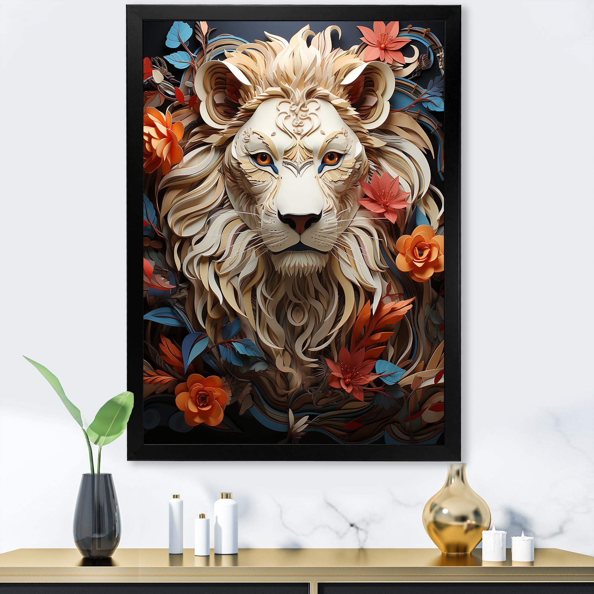 Lions Realm Dominant Blooming Presence - Lion Wall Art Prints