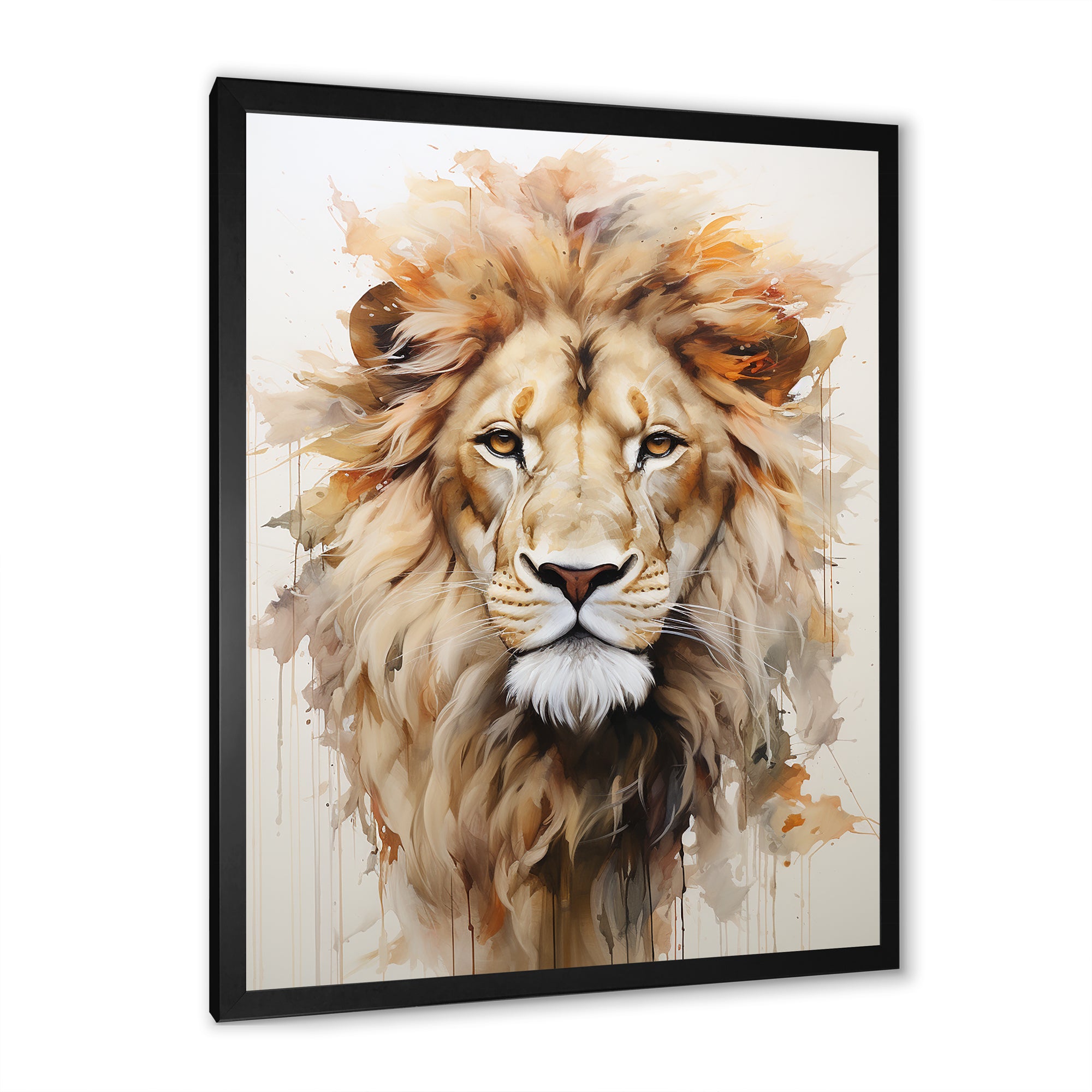 Powerful Lion S Stare Portrait - Beige Lion Wall Art