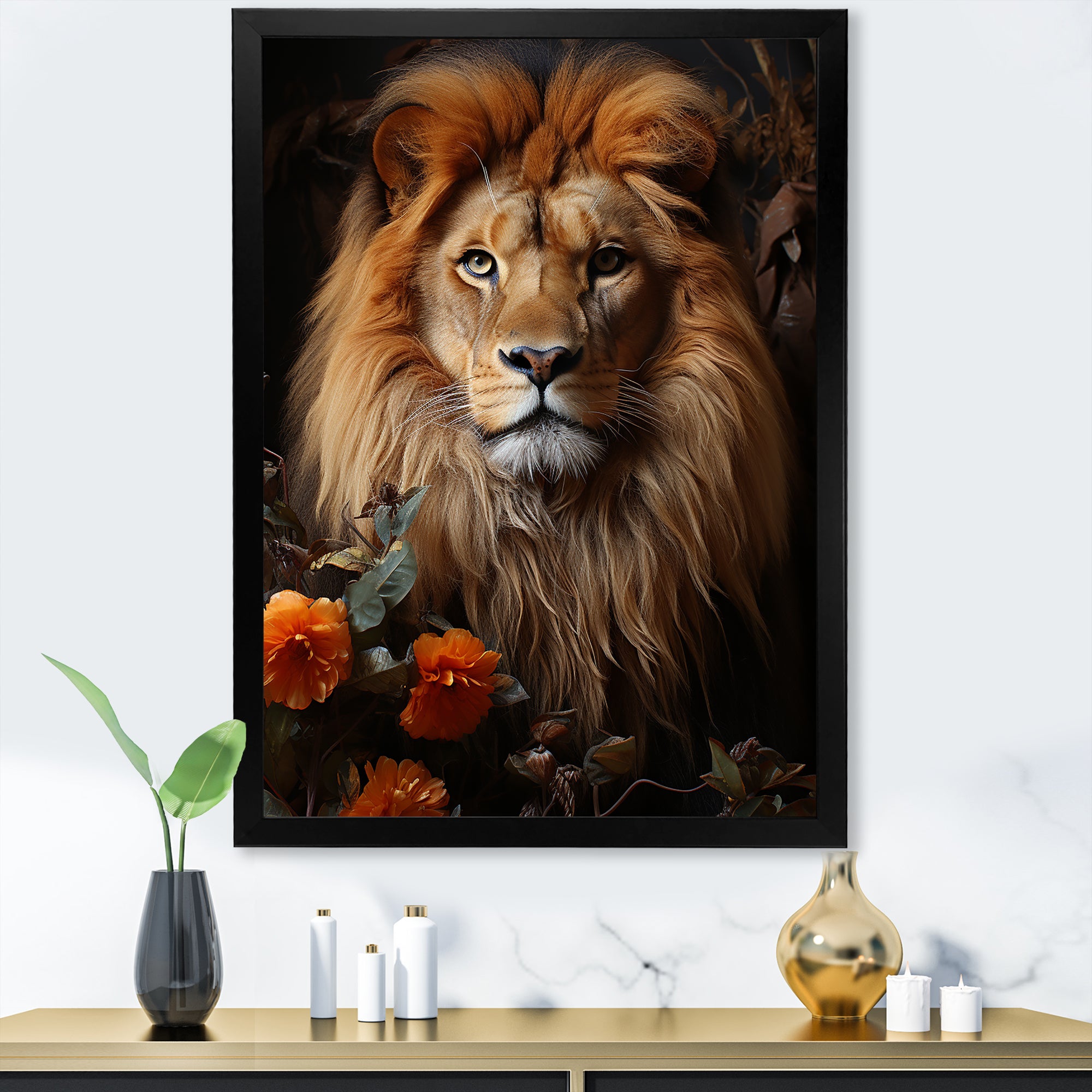 Lions Regal Portraiture - Brown Lion Wall Art