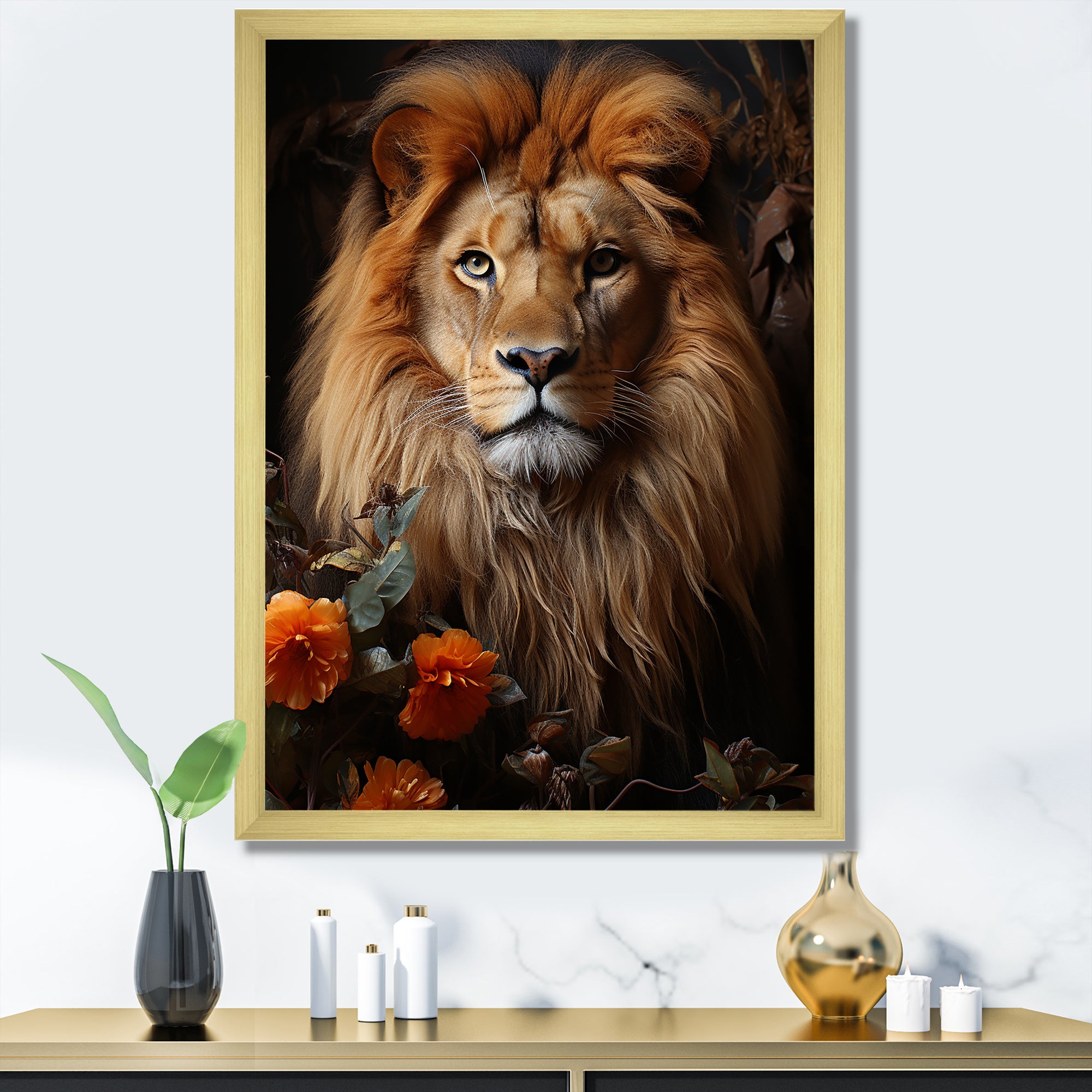 Lions Regal Portraiture - Brown Lion Wall Art