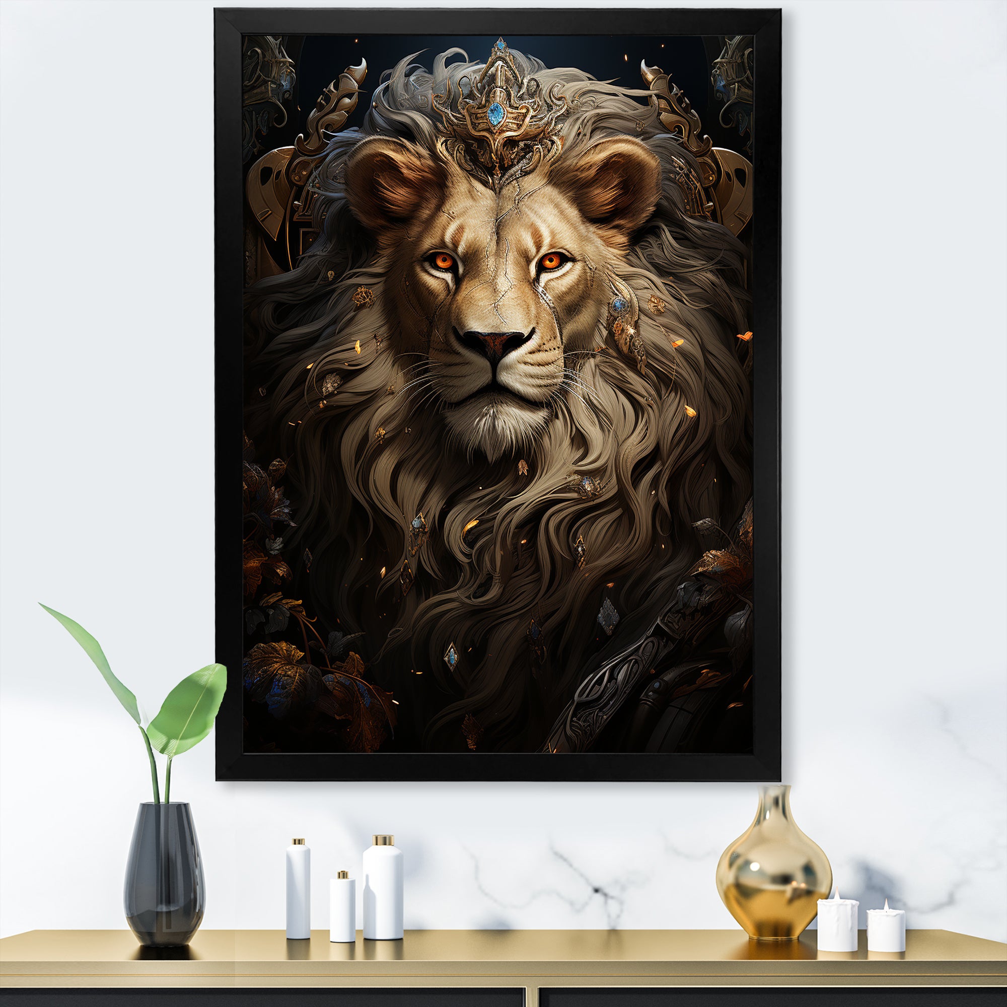 Regal Elegant Ruler Lion - Lion Large Canvas Wall Art