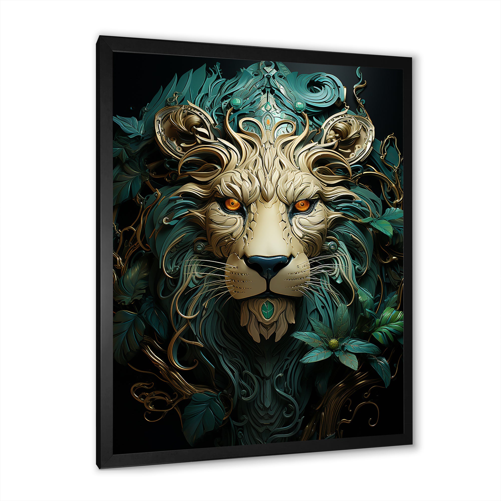 Lion Verdant Guardian - Lion Large Canvas Wall Art