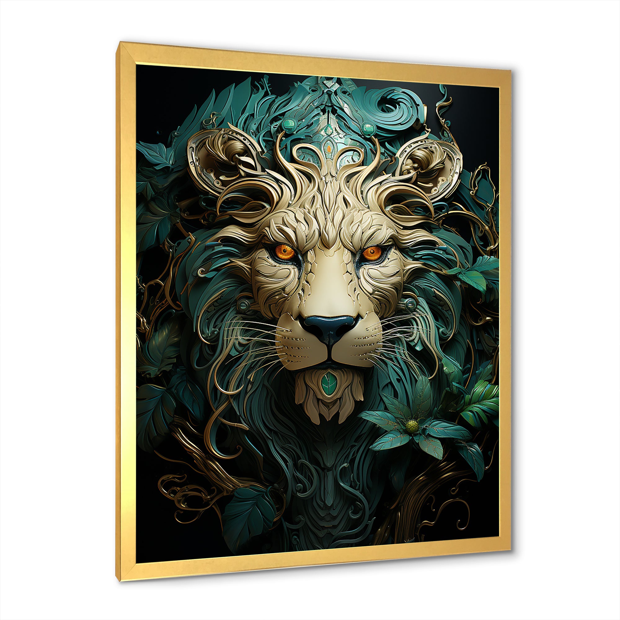 Lion Verdant Guardian - Lion Large Canvas Wall Art