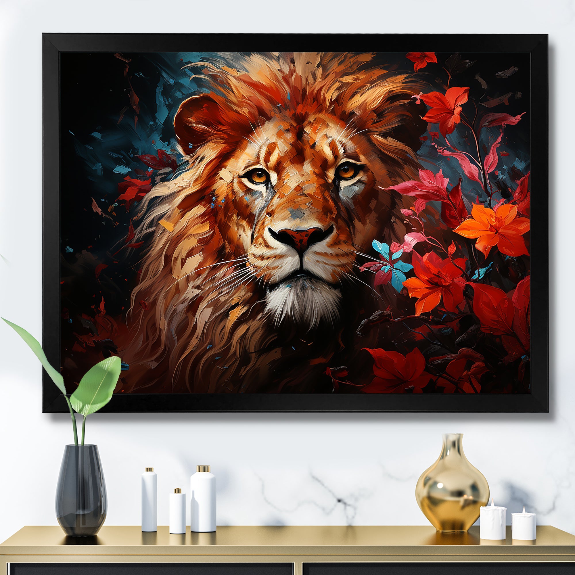 Lion Vivid Majesty - Lion Living Room Wall Art