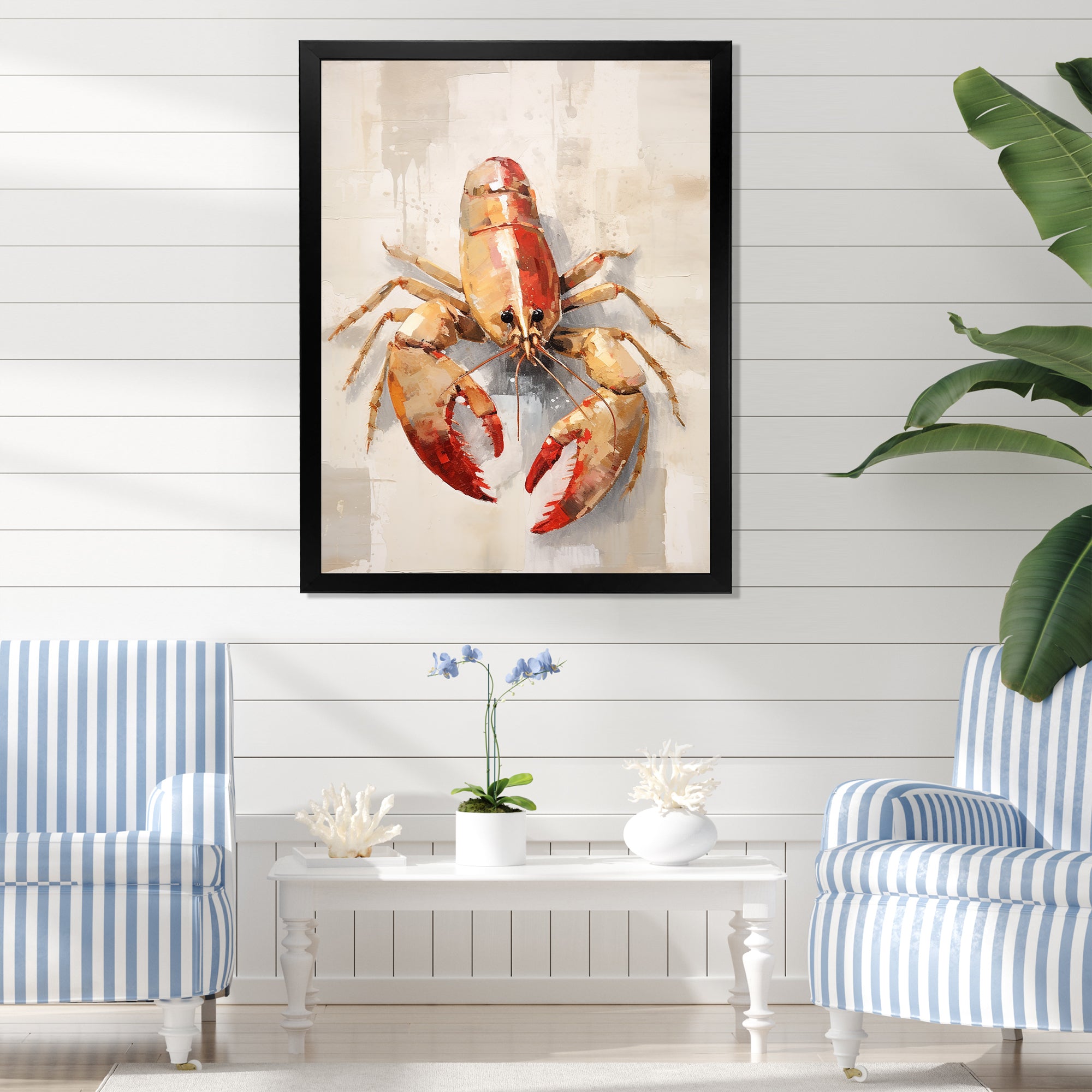 Grazing Lobster - Lobster Framed Canvas Art