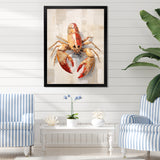 Grazing Lobster - Lobster Framed Canvas Art