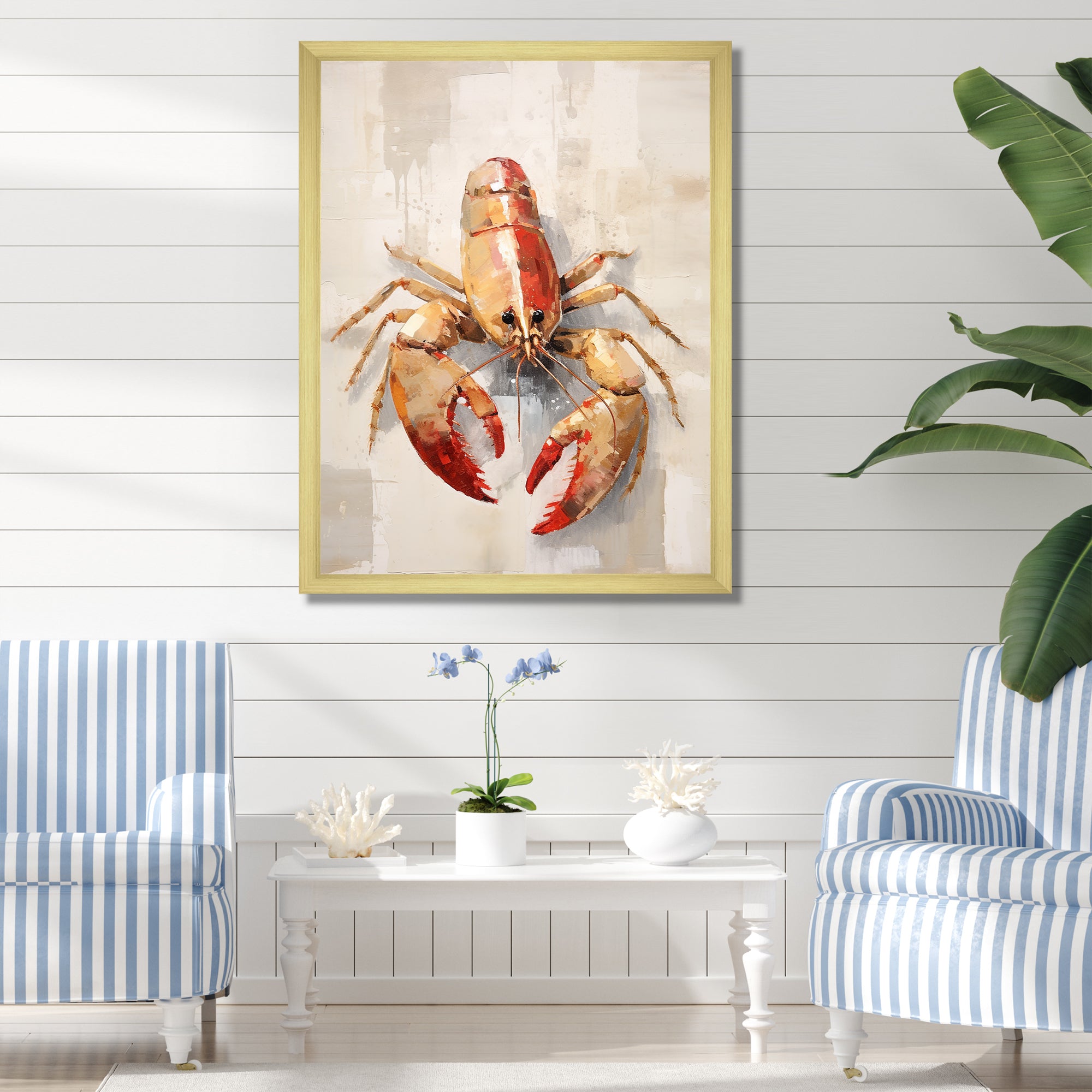 Grazing Lobster - Lobster Framed Canvas Art