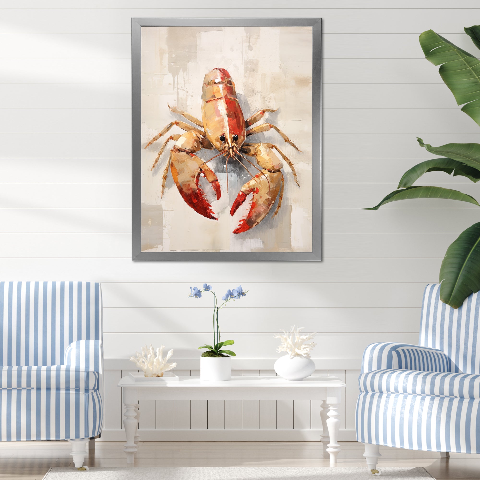 Grazing Lobster - Lobster Framed Canvas Art