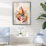 Grazing Lobster - Lobster Framed Canvas Art