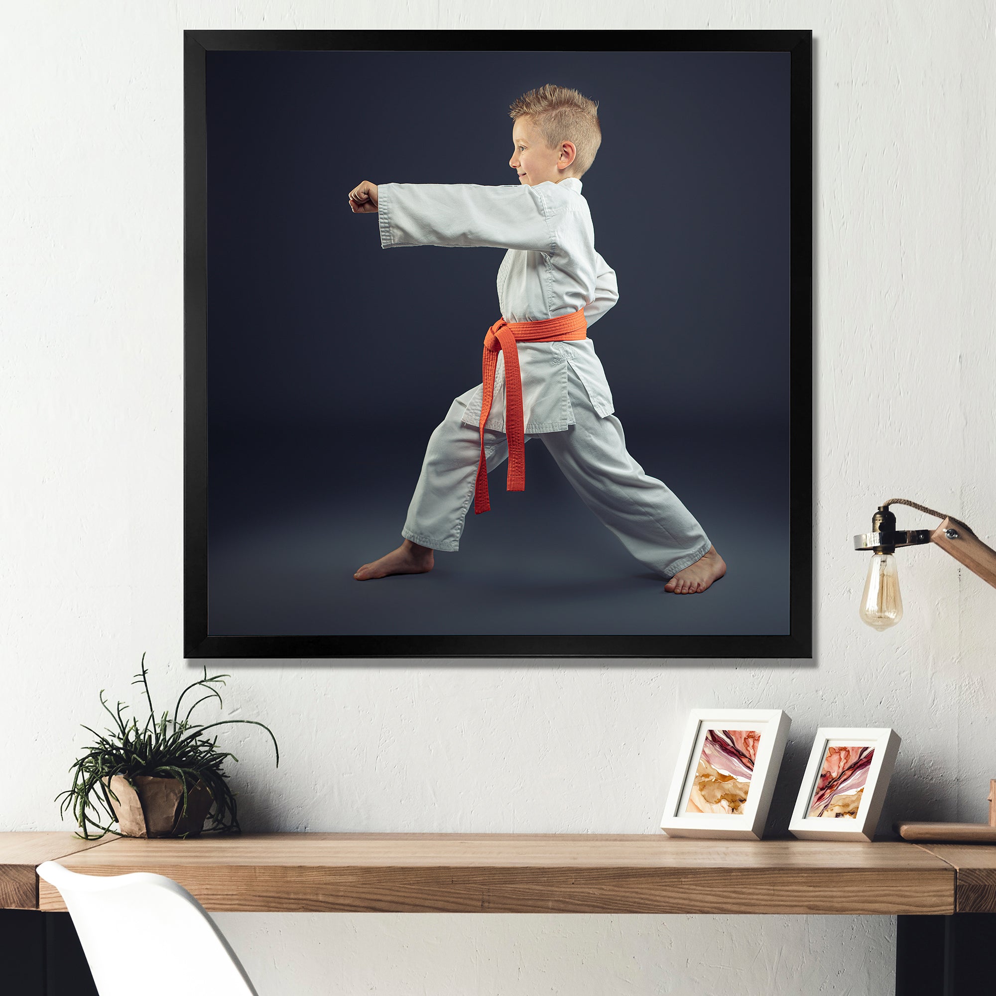 Martial Arts Karate Child Orange Belt Training Studio - Martial Arts Canvas Wall Art