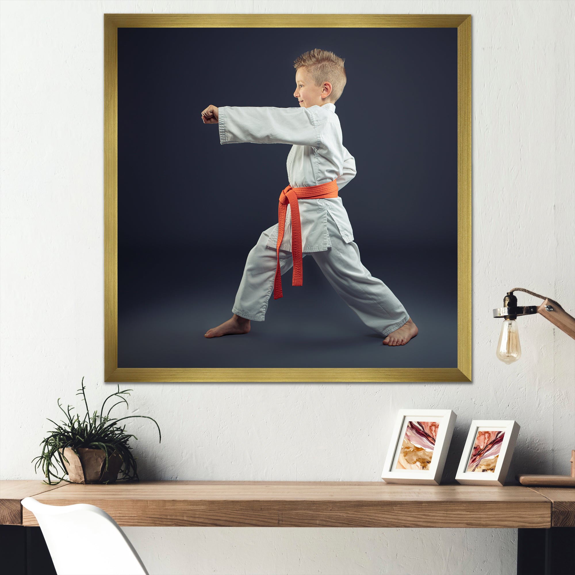 Martial Arts Karate Child Orange Belt Training Studio - Martial Arts Canvas Wall Art