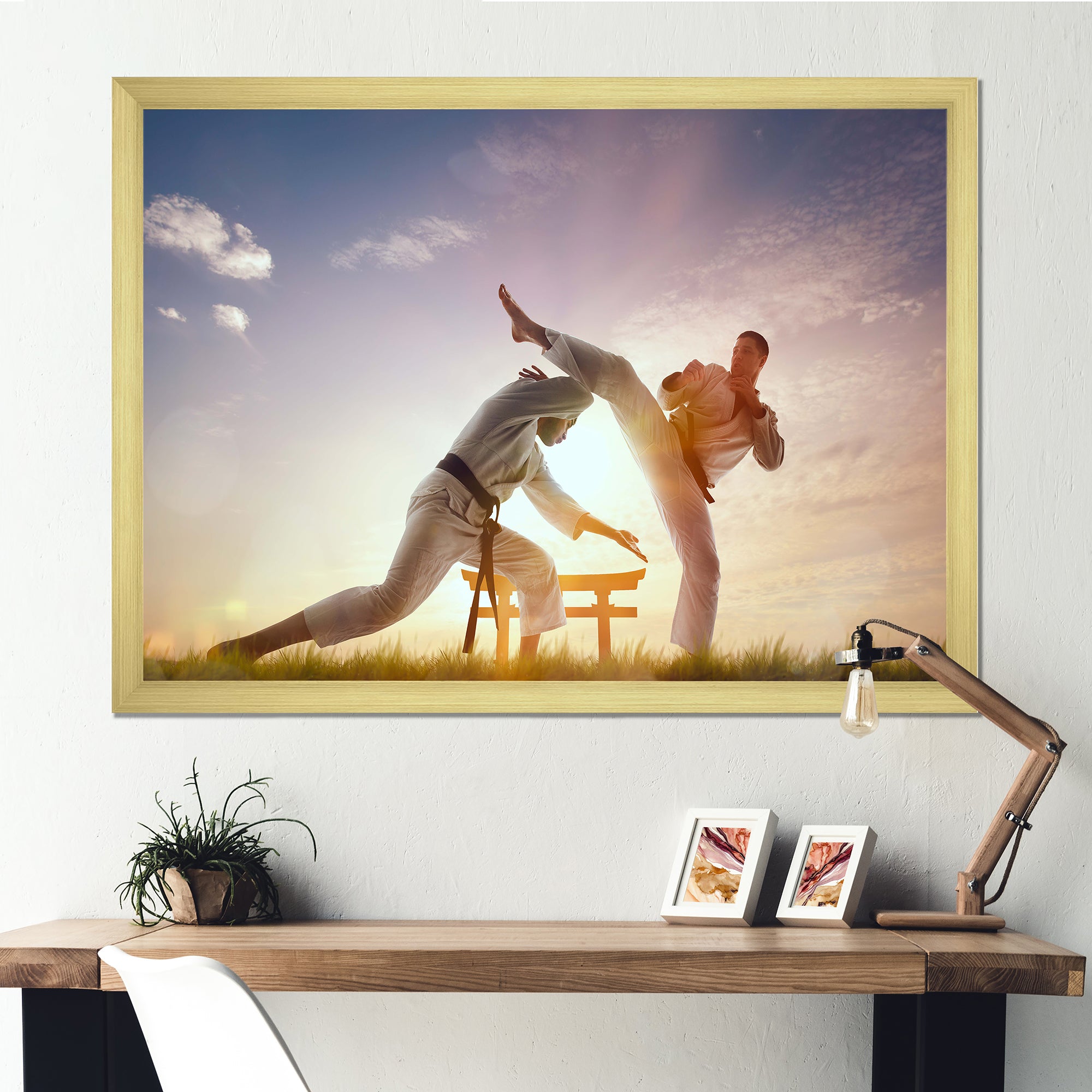 Martial Arts Karate Fighters Outdoors - Martial Arts Canvas Wall Art