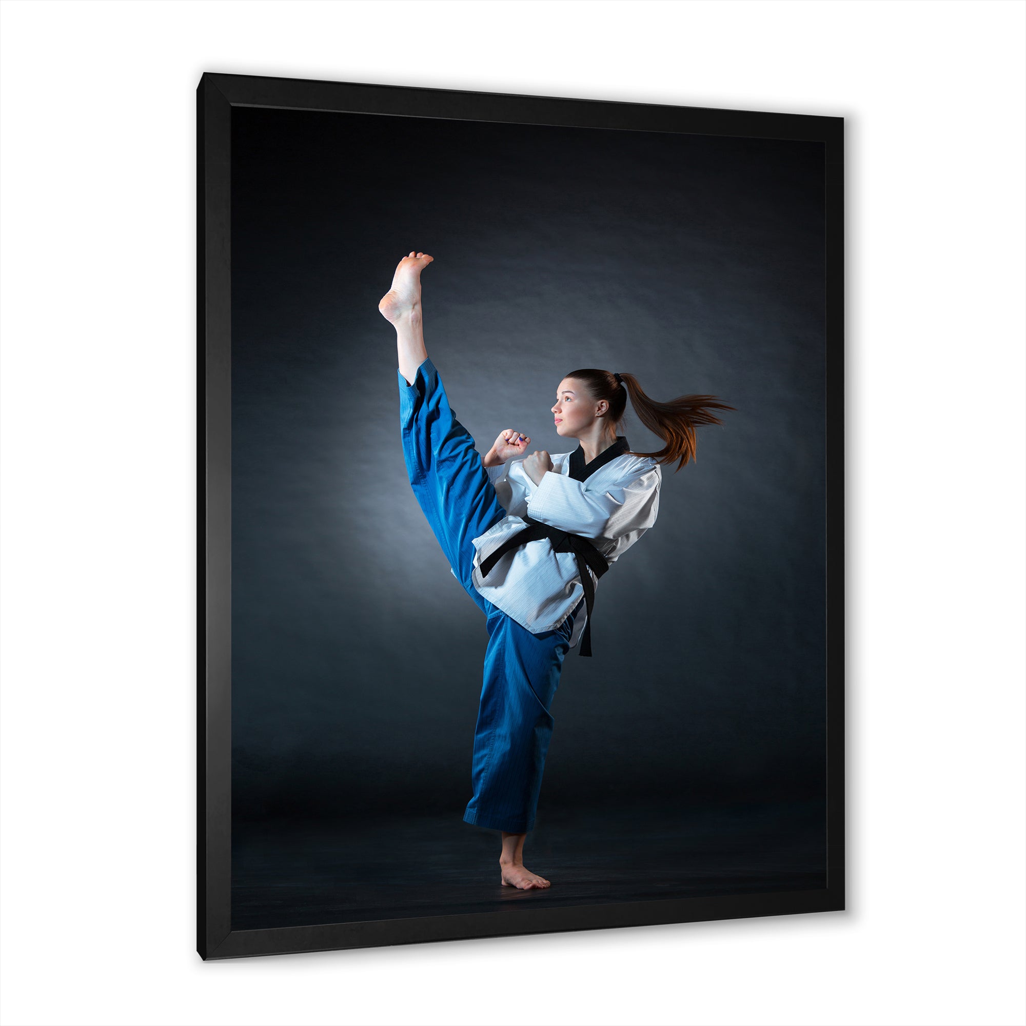 Karate Kick Black Belt - Martial Arts Canvas Wall Art