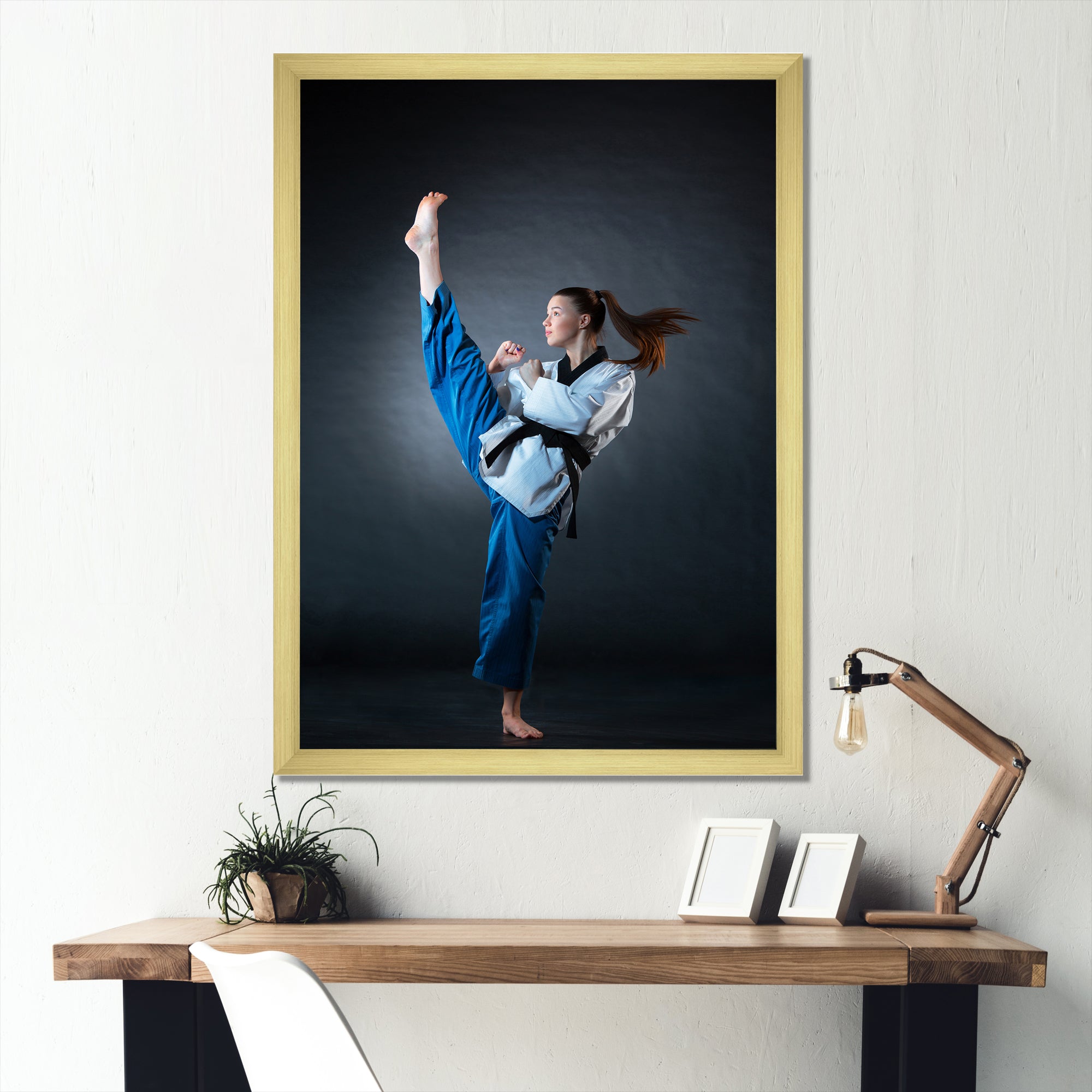 Karate Kick Black Belt - Martial Arts Canvas Wall Art