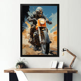 Orange And Blue Dirty Bike - Motorcycle Canvas Wall Art