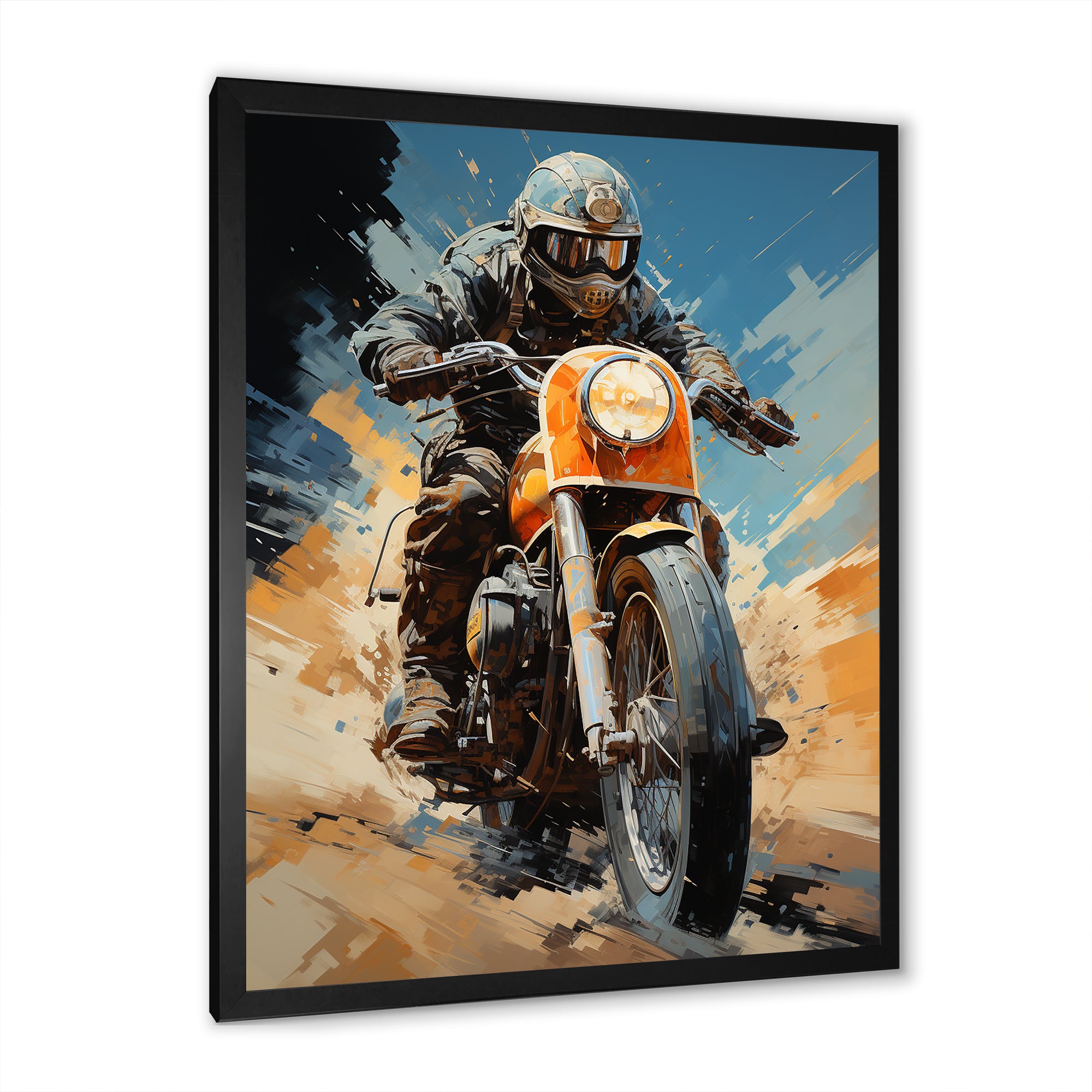 Orange And Blue Dirty Bike - Motorcycle Canvas Wall Art