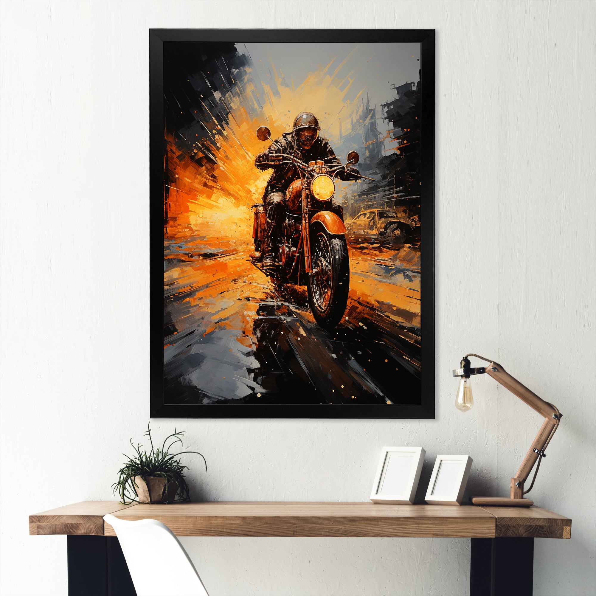 Yellow Dirt Bike Adventure - Motorcycle Canvas Wall Art